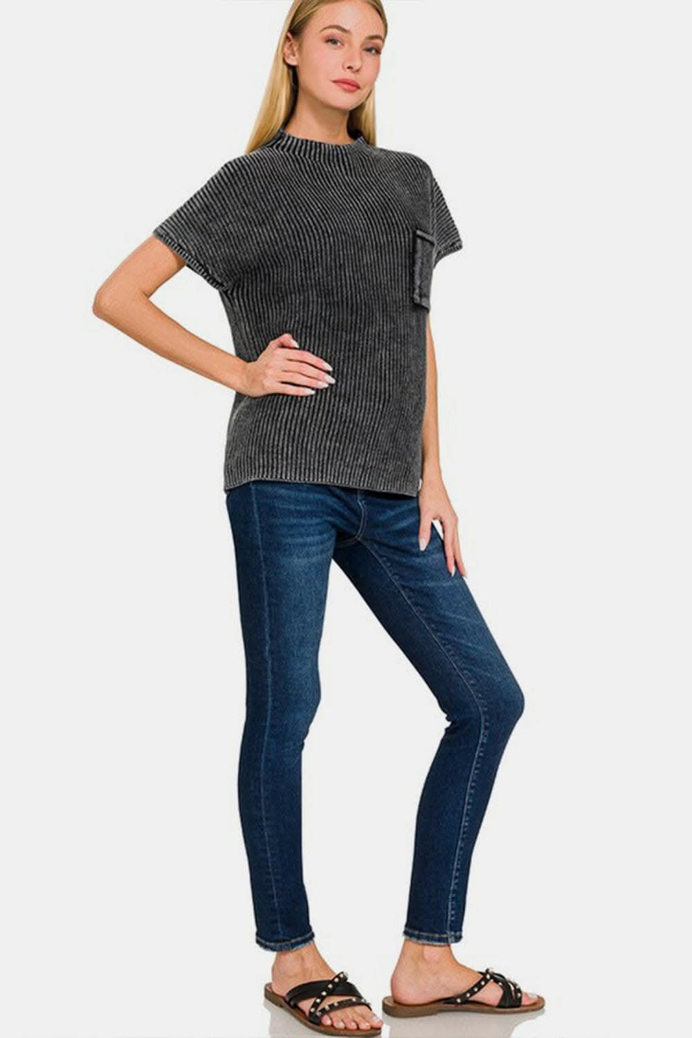 Stylish Women's Cotton Mock Neck Sweater with Pockets - Cozy Pullover for Fall & Winter, Perfect for Office Wear and Casual Outings
