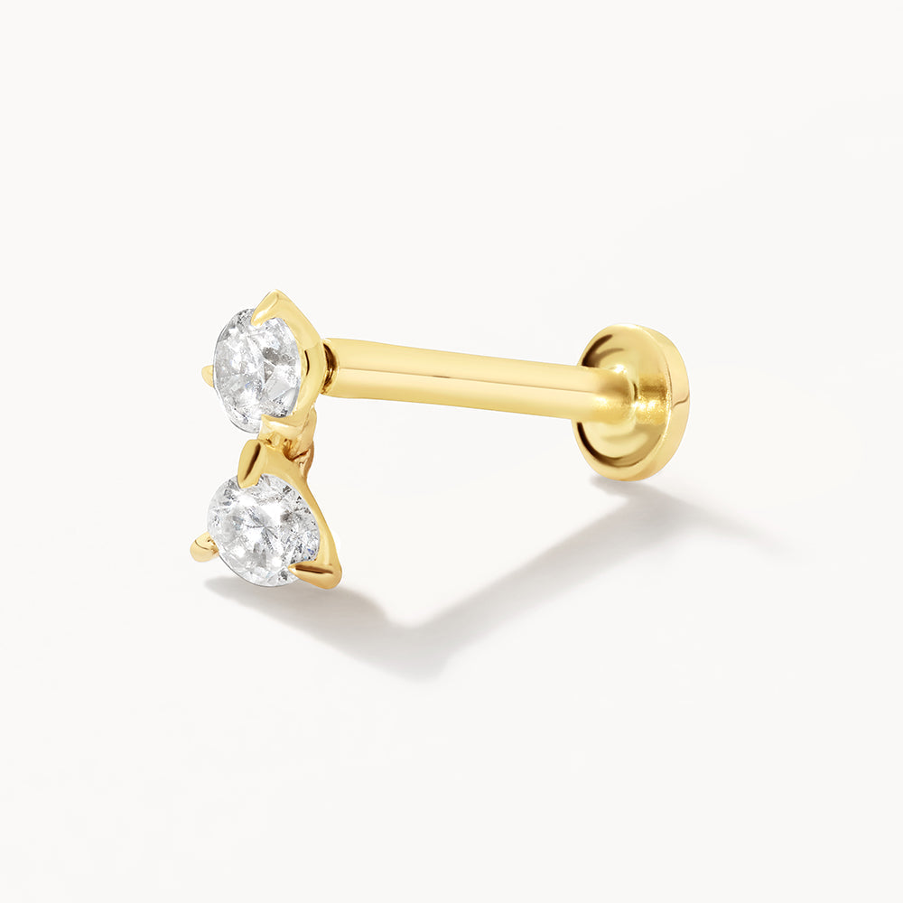 10k Gold Diamond Drop Helix Single Stud Earring - Elegant & Dainty Piercing Jewelry for Everyday Wear & Special Occasions