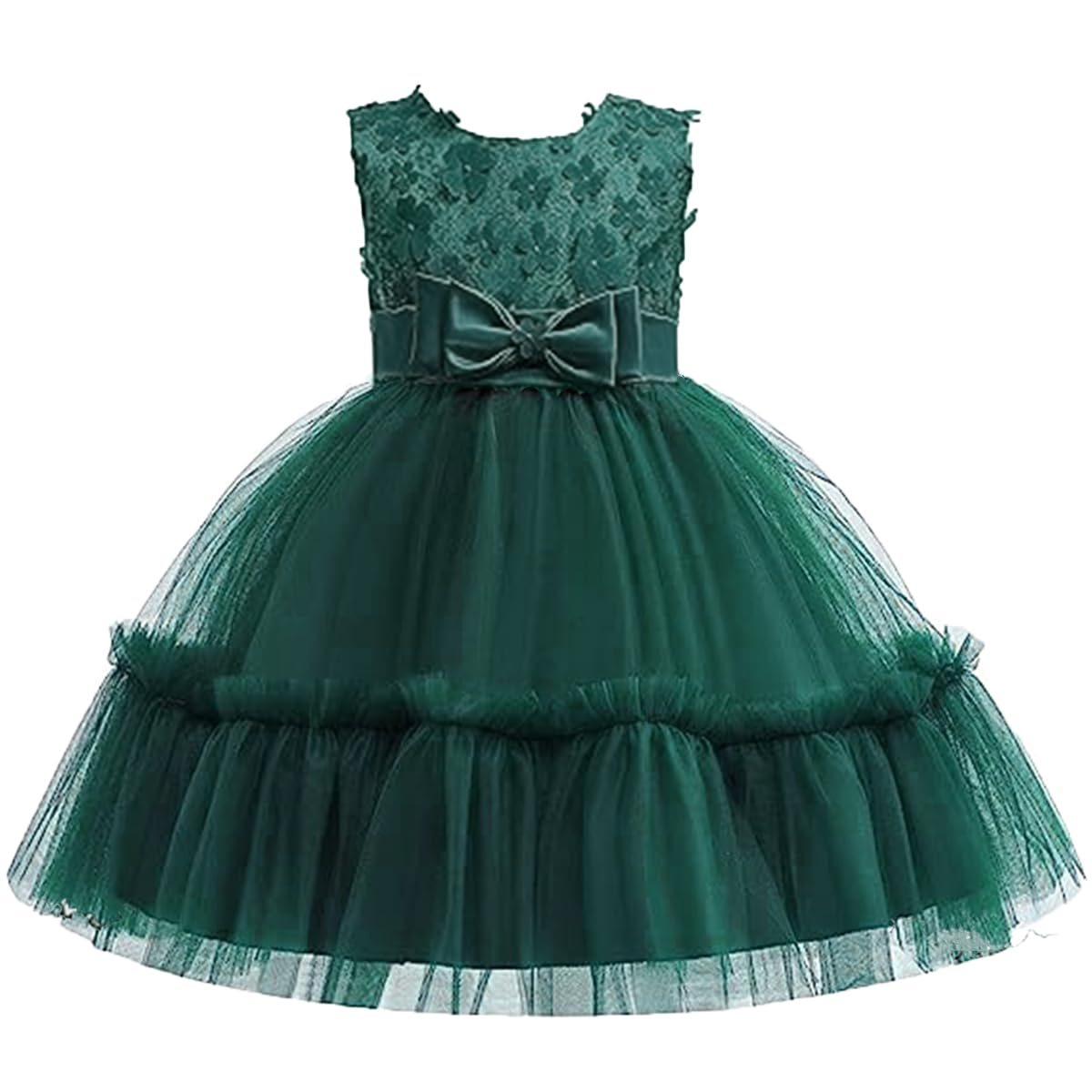 TIUJI Girls Christmas Dress with Lace Flower - Elegant Flower Girl Wedding Dress, Prom Pageant Birthday Party Formal Gown for Toddler Girls | Perfect for Holiday Photos, Special Occasions & Festive Celebrations