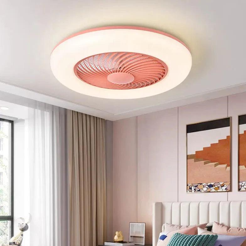 Modern Pink Invisible Ceiling Fan with LED Light - Quiet & Energy Efficient for Bedroom, Living Room & Office