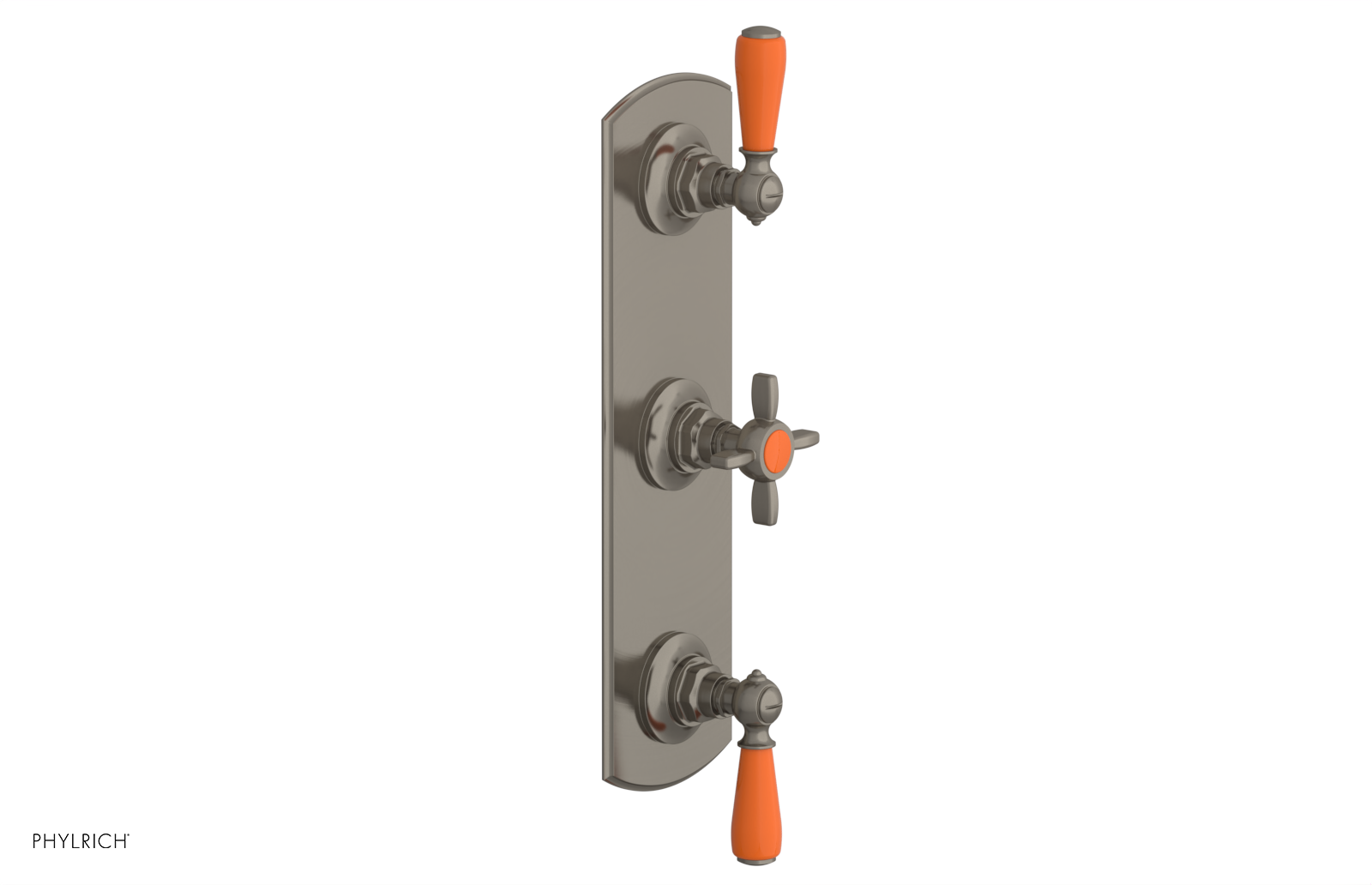 Jamestown Thermostatic Shower Valve with Dual Volume Control - Orange Accent Trim - Perfect for Modern Bathroom Renovations & Spa-Like Showers