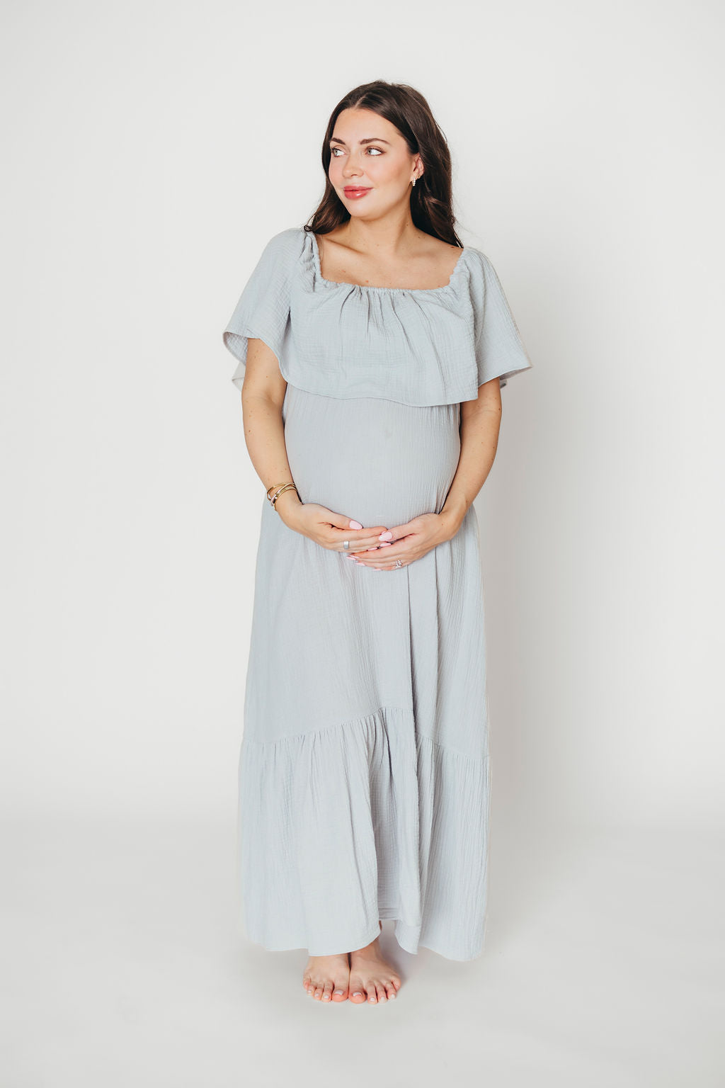 Josie 100% Cotton Maxi Dress - Bump & Nursing Friendly Maternity Dress for Pregnancy & Breastfeeding | Comfortable Summer Dress for Casual Outings, Beach Vacations & Maternity Photoshoots