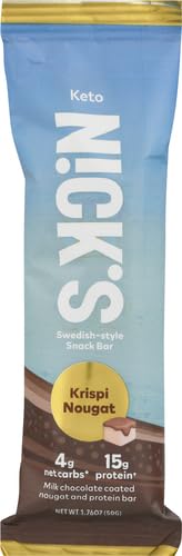 NICKS Protein Bars Chocolate Crispy Nougat - 15g Protein, Keto Snacks for Fitness & Travel