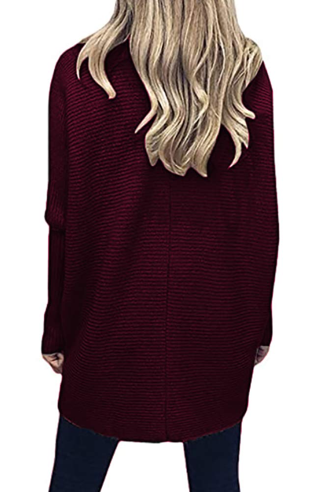 Poetsky Women's Oversized Long Sleeve Turtleneck Sweater - Loose Knit Asymmetrical Hem Pullover Tunic Top for Fall Winter Fashion | Casual Outfit, Office Wear & Layering Essential