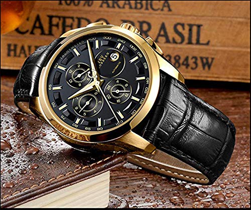 MASTOP Swiss Automatic Self-Winding Men's Watch - Stainless Steel Case with Genuine Brown Leather Band - Luxury Dress Watch for Business, Formal Occasions & Everyday Wear