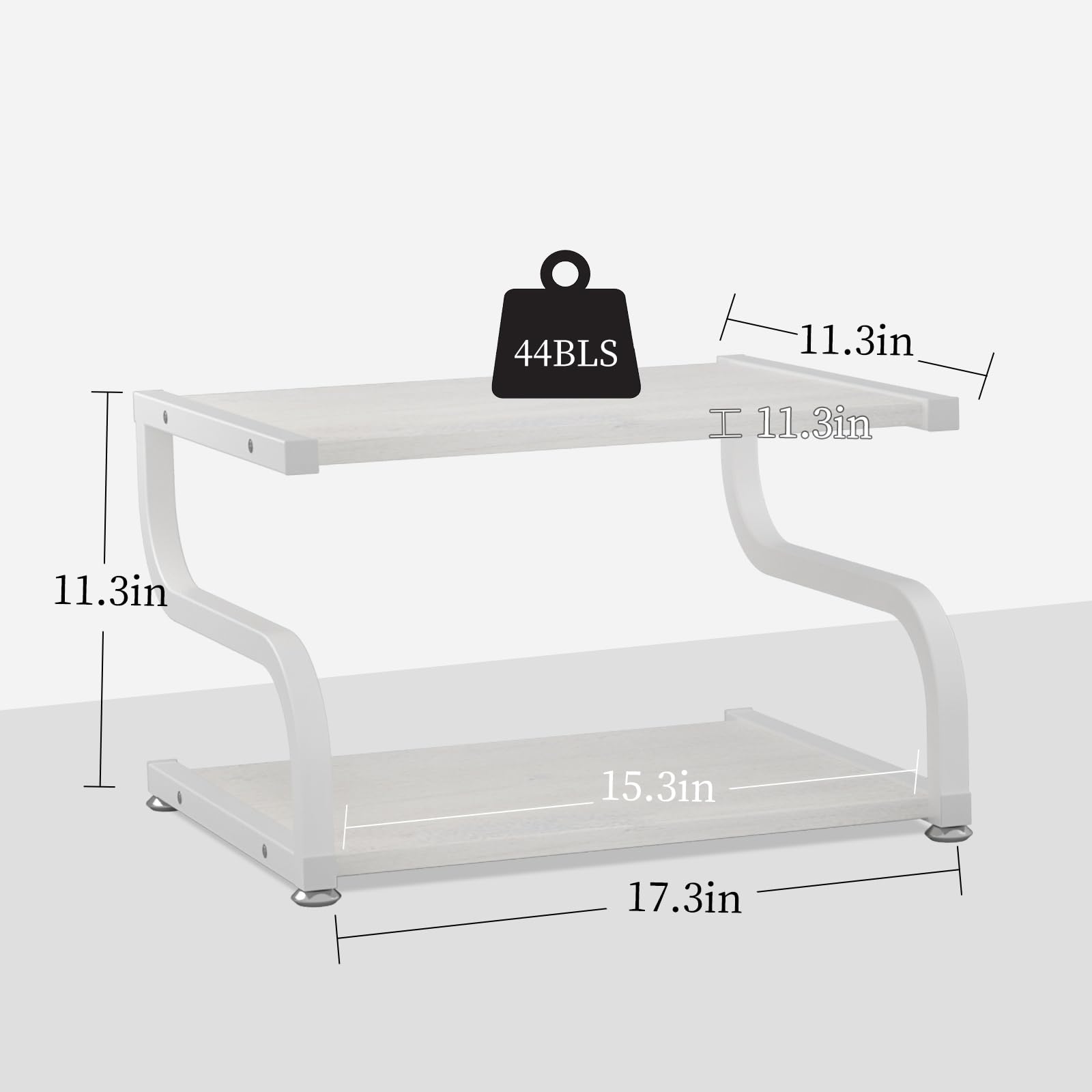 2-Tier Heavy Duty Wooden Printer Stand with Storage - Anti-Slip Desktop Shelf Organizer for Home & Office Workspace - Perfect for Printer, Scanner, and Office Supplies Organization (White)