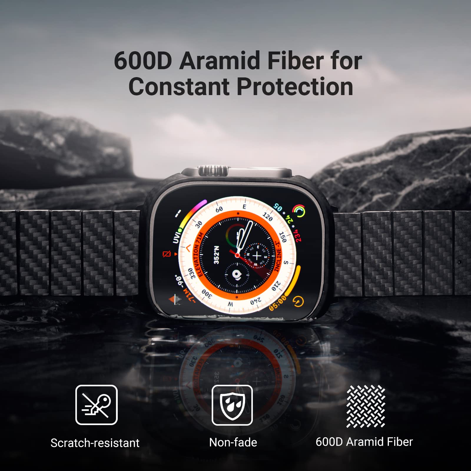 PITAKA Slim Aramid Fiber Case for Apple Watch Ultra 2/Ultra 49mm - Minimalist Protective Cover for Gym, Outdoor & Everyday Use [Air Case]