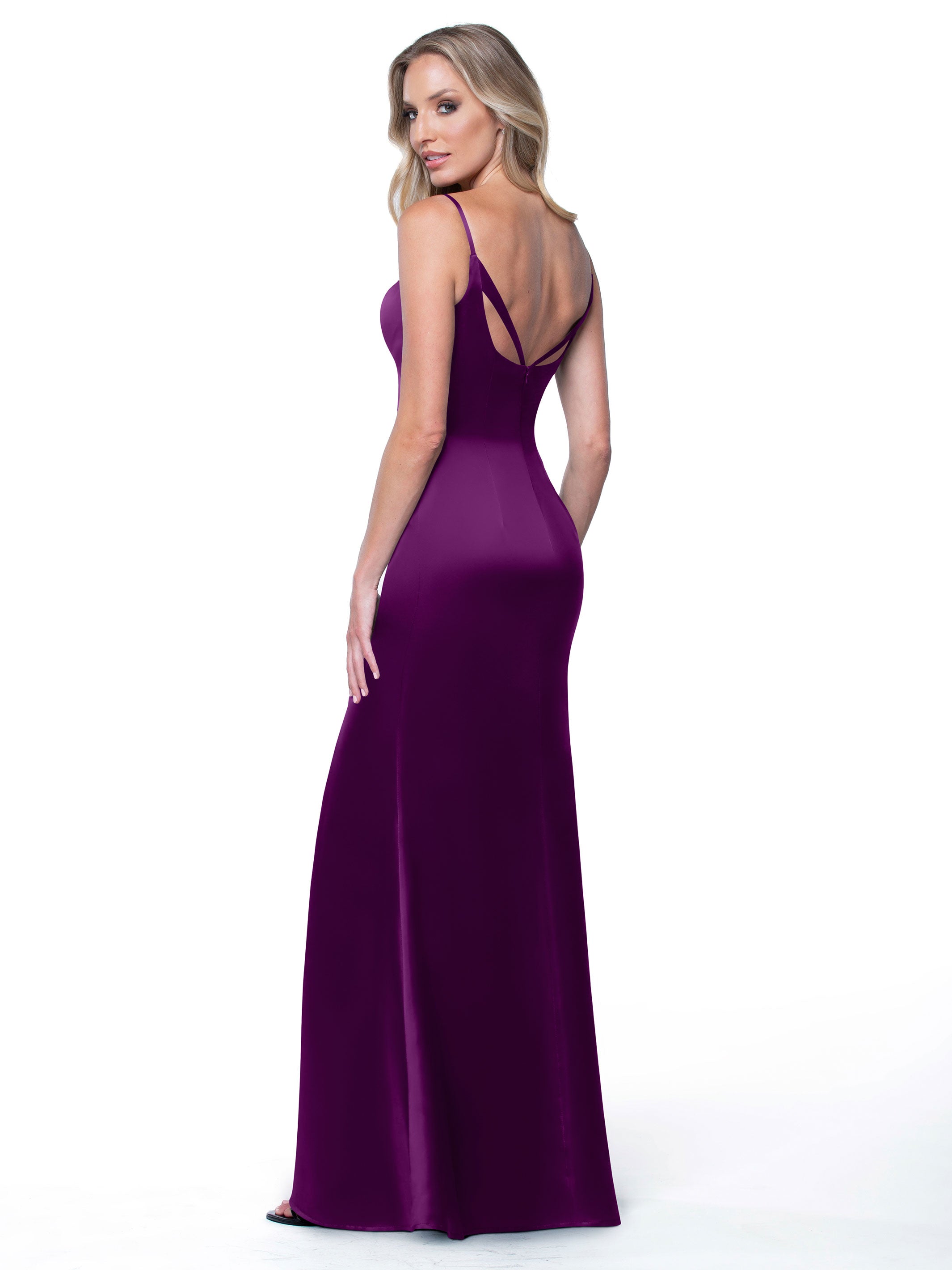 Elegant Fit and Flare Satin Bridesmaid Dress with Thigh High Slit - Perfect for Weddings, Prom, and Formal Events