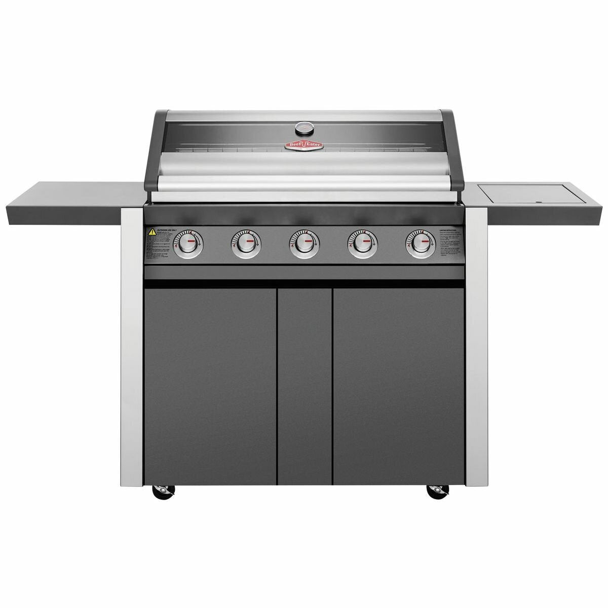 Beefeater 1600 Series 5-Burner Dark Charcoal BBQ Grill with Side Burner & Rolling Trolley - BMG1651DA | Perfect for Backyard Grilling, Outdoor Parties & Family Gatherings