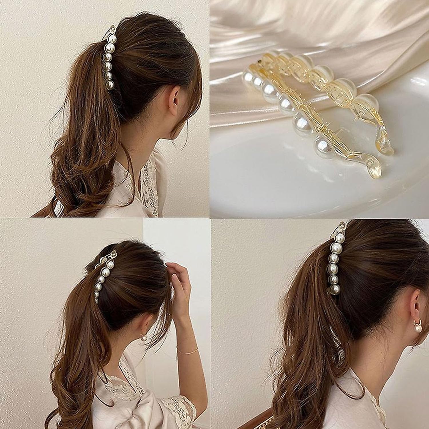 Kidzoo 1Pc PEARL BANANA CLIP for Girls & Women - 4.3