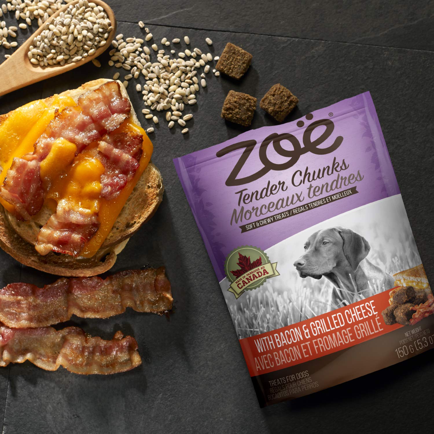 Zoe Tender Chunks Dog Treats - Cheese & Bacon Flavor, 5.3 oz - Delicious Soft Bites for Training & Rewards - Perfect for Small & Medium Dogs at Home or Outdoors