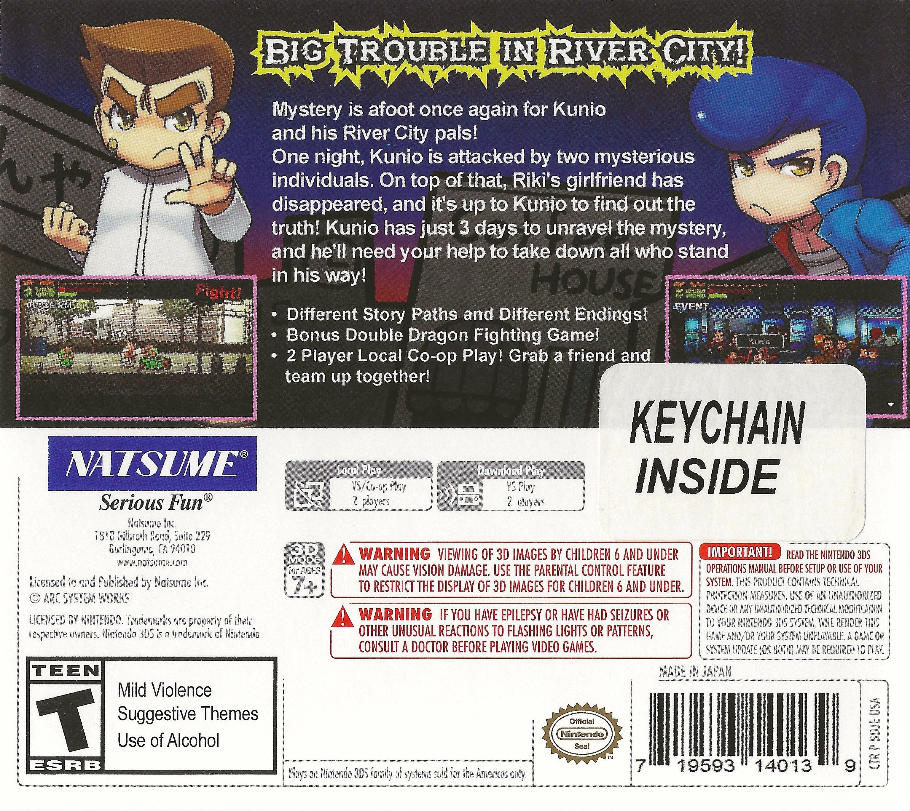 River City: Rival Showdown - Limited Edition with Riki Keychain | Classic Beat 'Em Up Video Game for Nintendo 3DS | Perfect for Retro Gaming Fans and Collectors