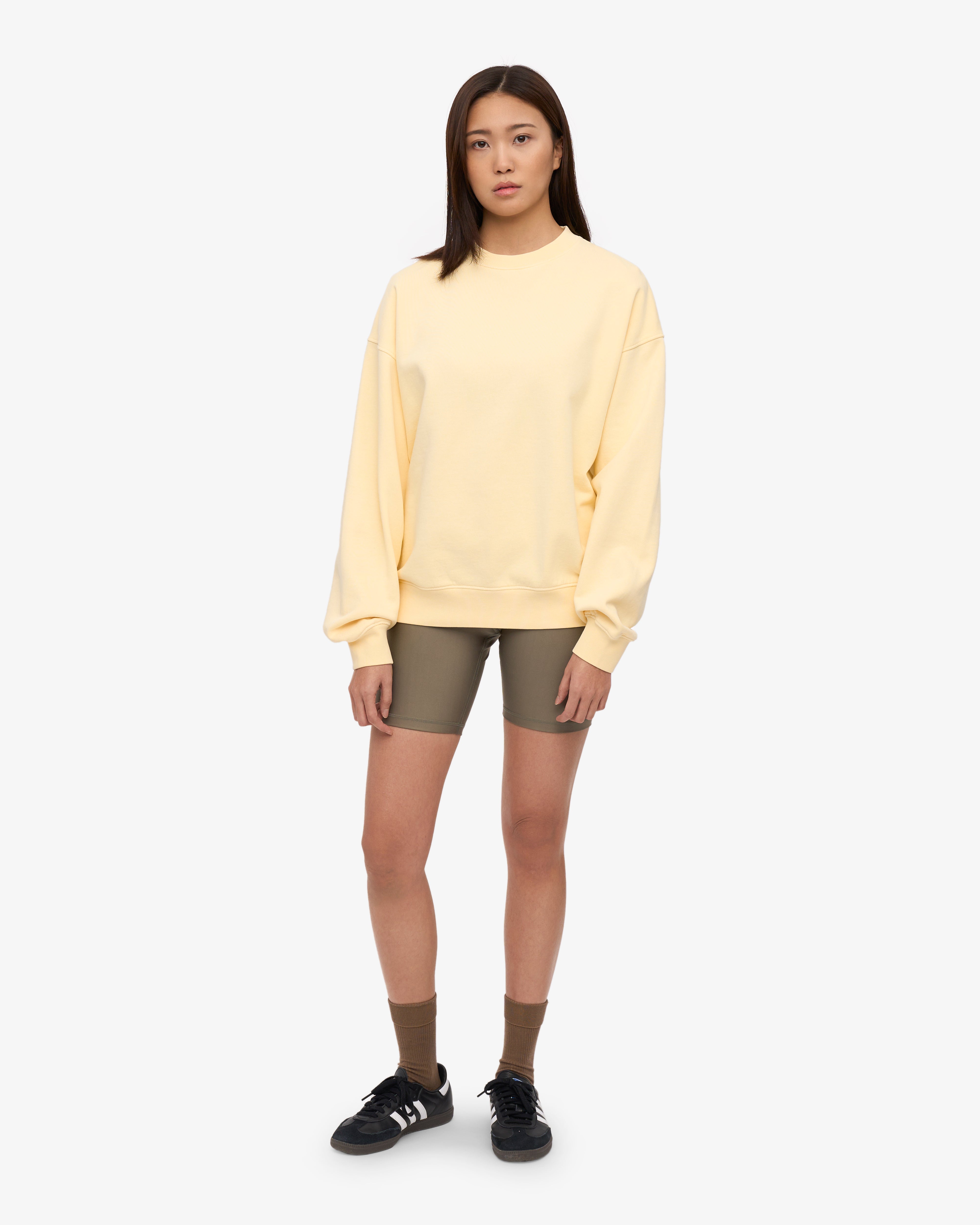 Organic Oversized Crewneck Sweatshirt - Soft Yellow | Cozy & Stylish Unisex Pullover for Casual Wear, Loungewear & Fall Fashion