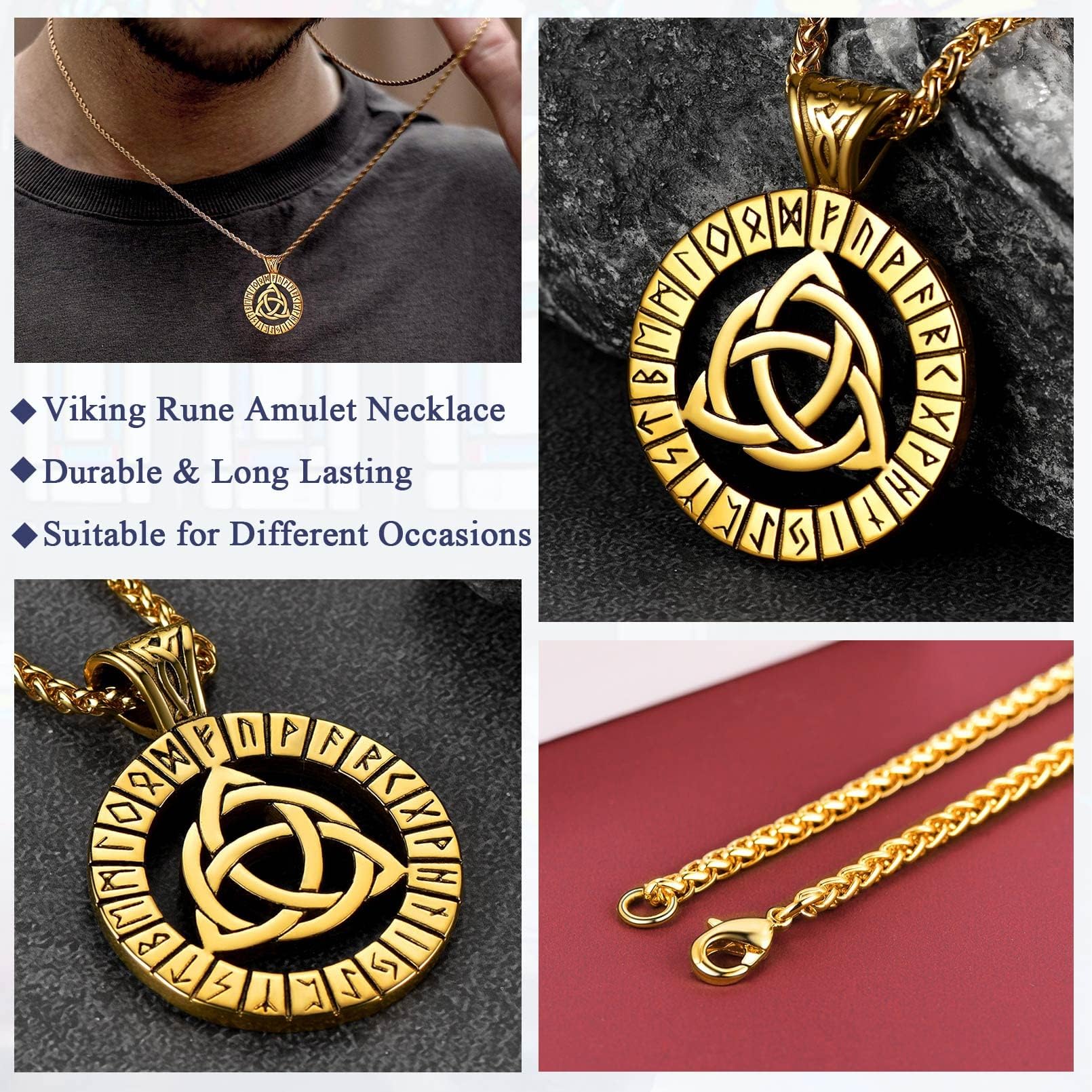 FaithHeart Viking Medal Necklace for Men - Stainless Steel Norse Mythology Pendant with Gift Box | Viking Jewelry for Men, Norse Warrior Necklace, Perfect for Cosplay, Gifts & Viking Enthusiasts