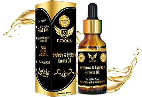 DOXONZ Eyebrow & Eyelash Growth Serum with Castor Oil, Onion Oil & Vitamin E - 30ml Hair Growth Treatment for Thicker, Fuller Brows & Lashes - Perfect for Nighttime Care & Natural Beauty Routine