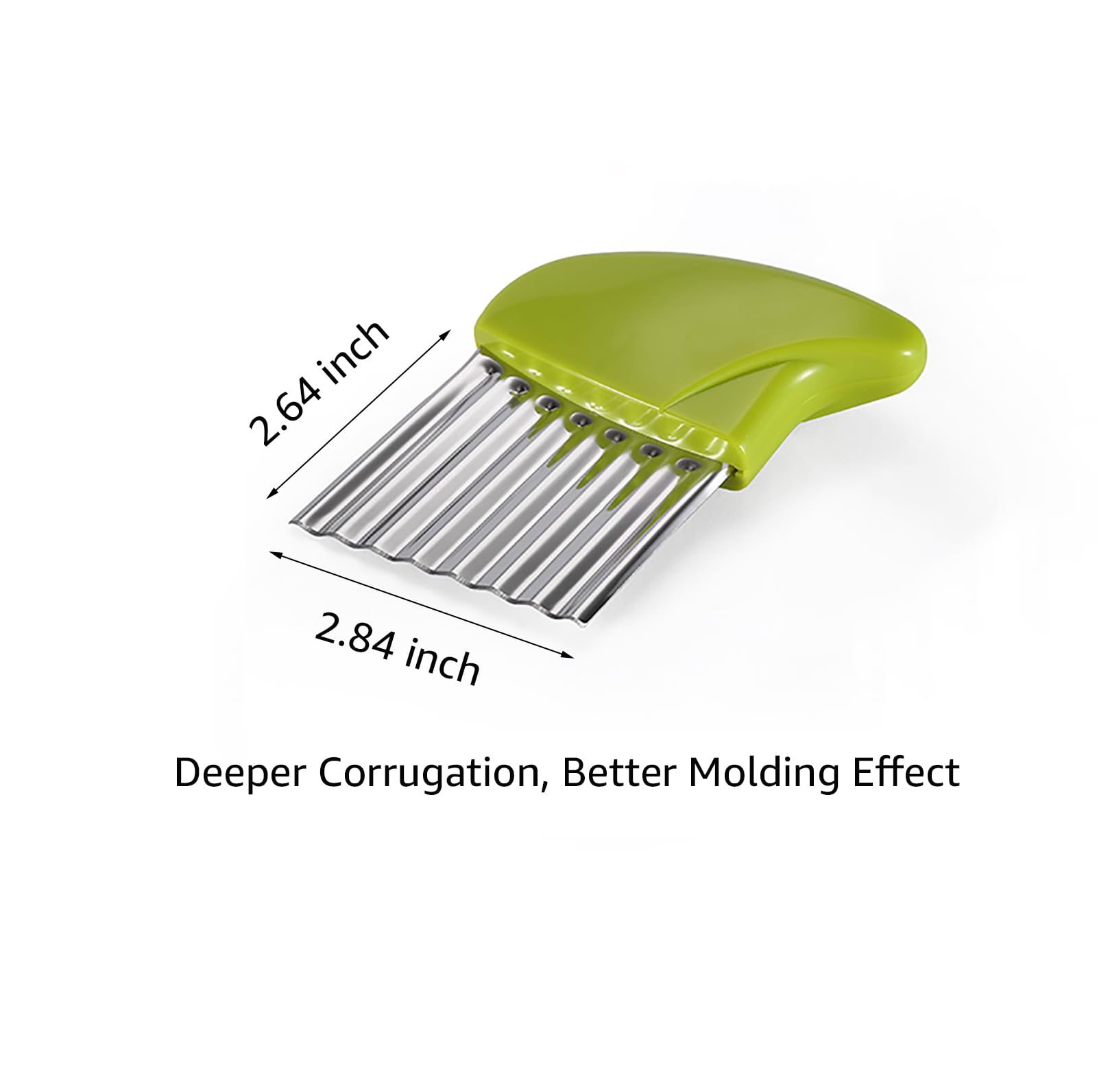 Stainless Steel Crinkle Cutter - Wavy Vegetable Chopper for Potatoes, Carrots, Lettuce | 2-Piece Set (Green & Blue) | Perfect for Making Waffle Fries, Salad Garnish & Meal Prep