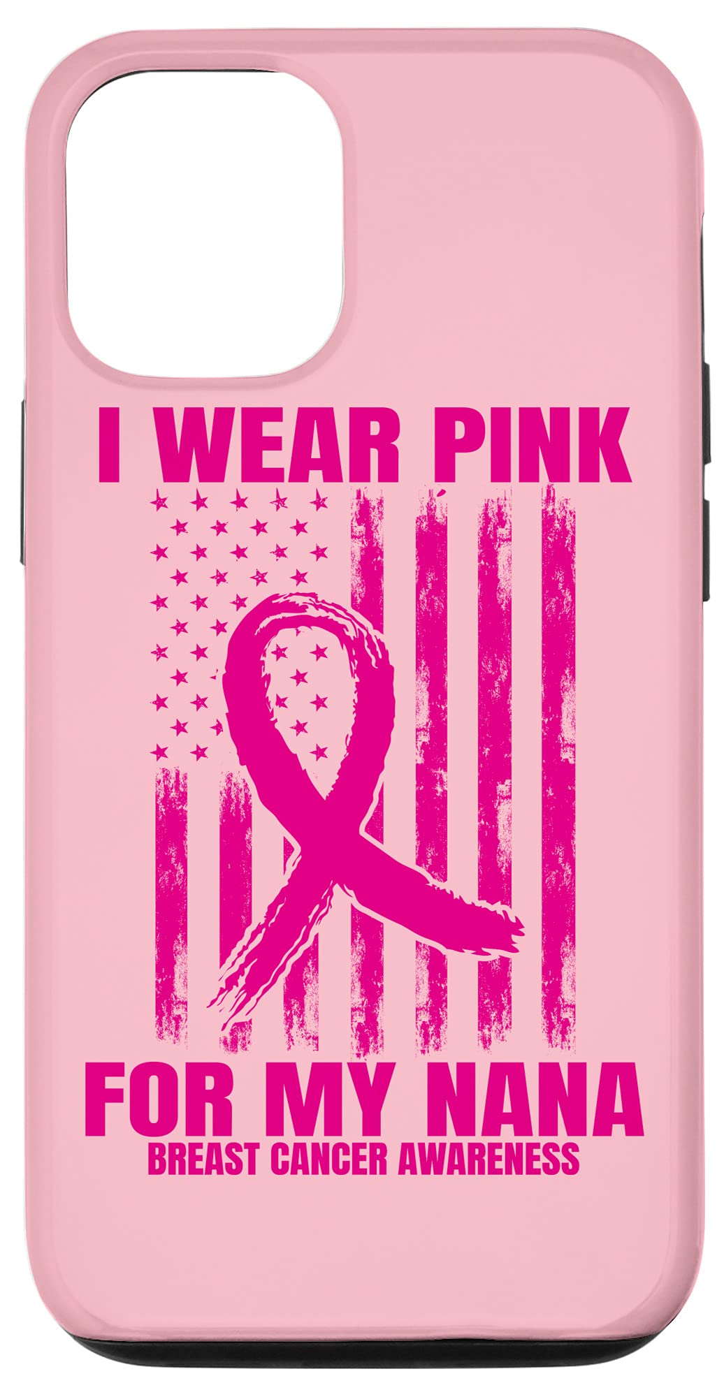 iPhone 12/12 Pro Pink Ribbon Breast Cancer Awareness Case with American Flag Design - Show Support with Stylish Protective Phone Cover for Everyday Use