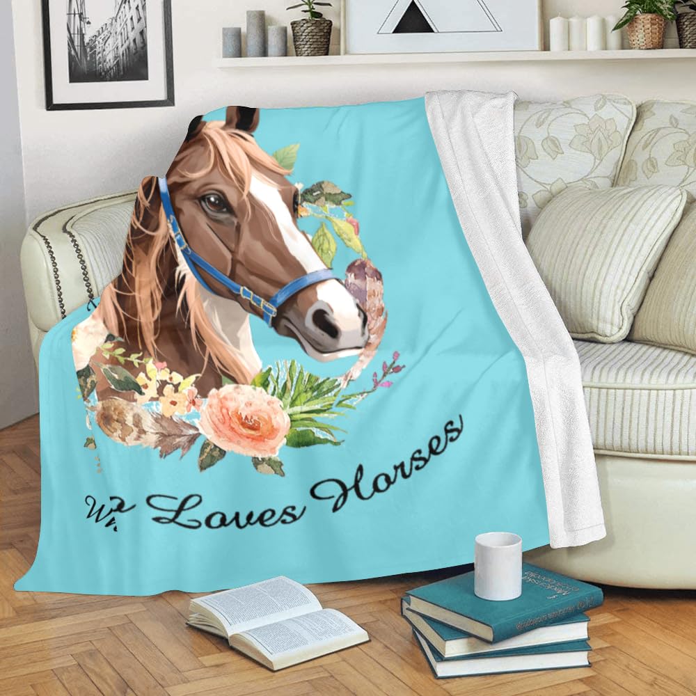 Personalized Horse Lovers Fleece Throw Blanket - Custom Name Blanket for Girls, Soft 50x60 Inch Cozy Sofa & Bed Blanket - Perfect Gift for Equestrian Enthusiasts, Birthday & Christmas Presents