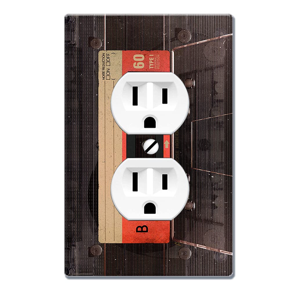 WIRESTER Vintage Red Cassette Tape Duplex Outlet Cover Wall Plate - Retro Switch Plate for Home Decor & 80s Themed Rooms | Perfect for Bedroom, Living Room, and Office Decor