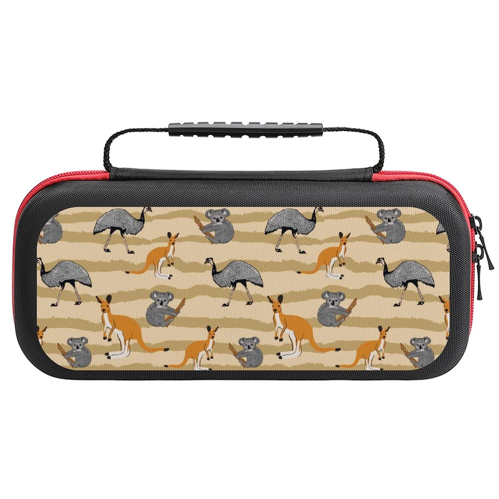 Cartoon Australia Animals Printed Travel Carrying Case for Nintendo Switch Lite & Accessories - Portable Storage Bag for Gaming, Commuting, and Outdoor Adventures