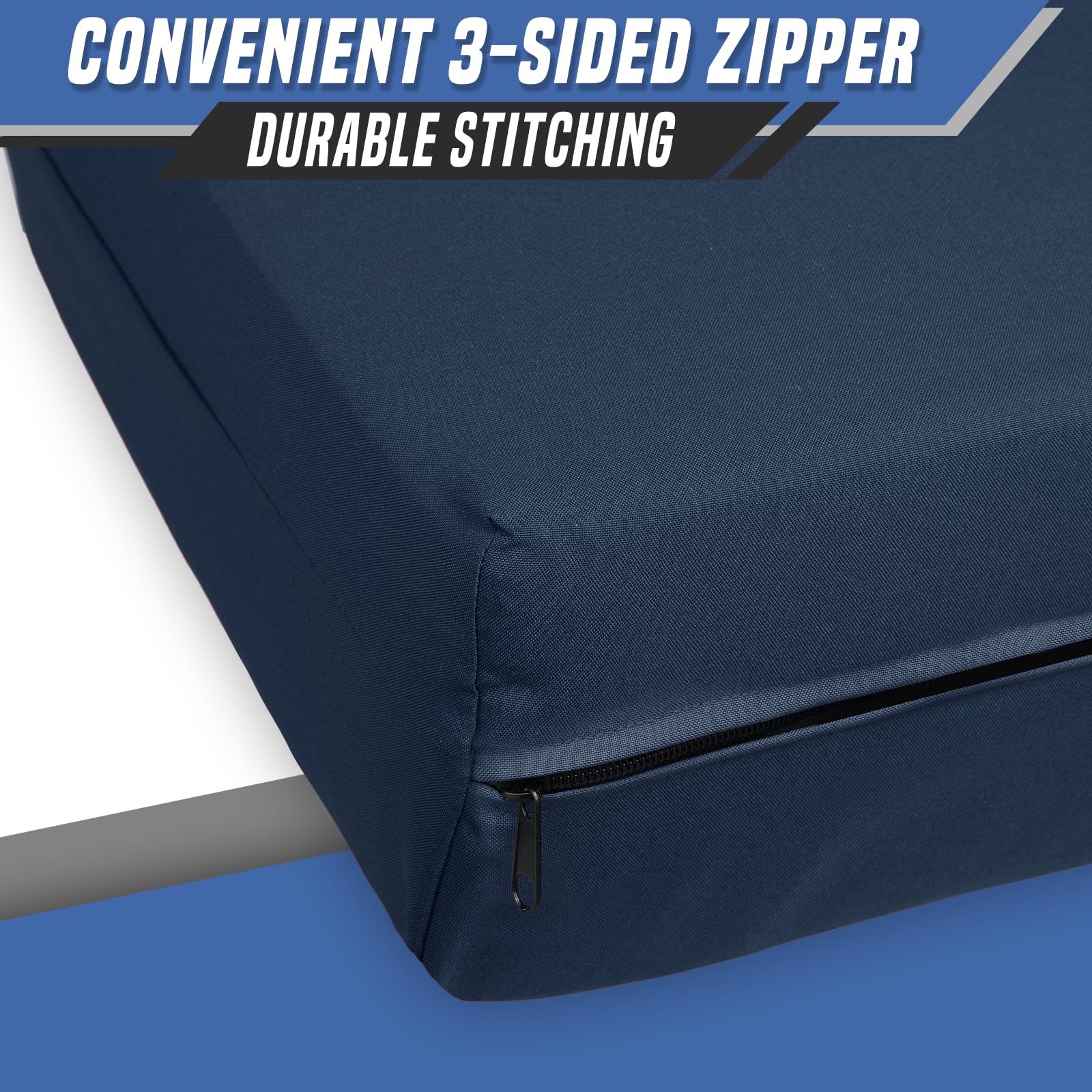 Stretchable Full Size Futon Cover - Armless Sofa Slipcover with Zipper, Machine Washable Furniture Protector for Kids & Pets (Navy Blue) - Perfect for Living Rooms, Dorm Rooms & Guest Bedrooms