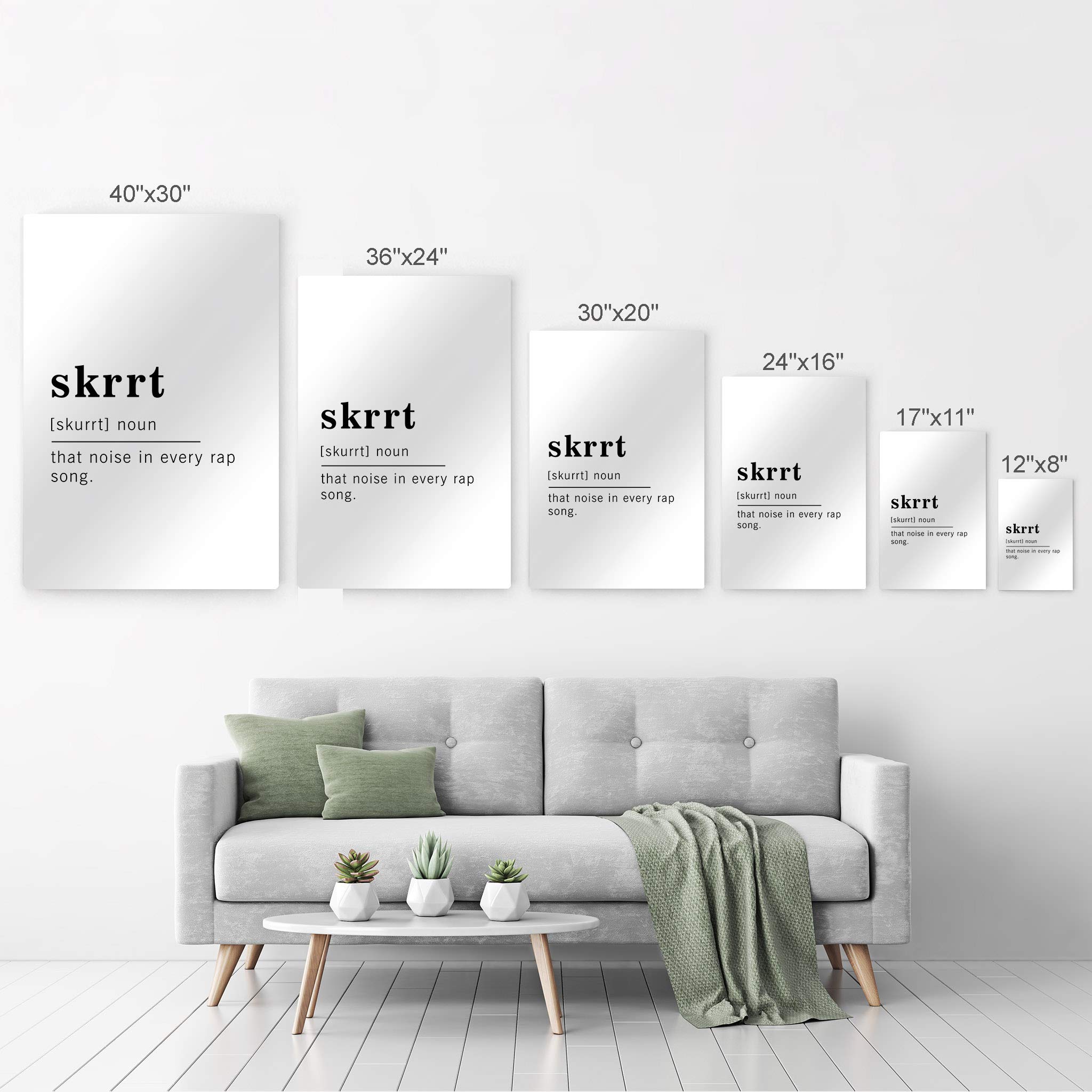 Funny Noun Dictionary Definition of Skrrt Metal Print - Inspirational Quote Wall Art for Office, Living Room, Bedroom & Bathroom - Ready to Hang Home Decor Made in USA (24x16) - Perfect for Gifts, Teen Rooms & Modern Interior Design