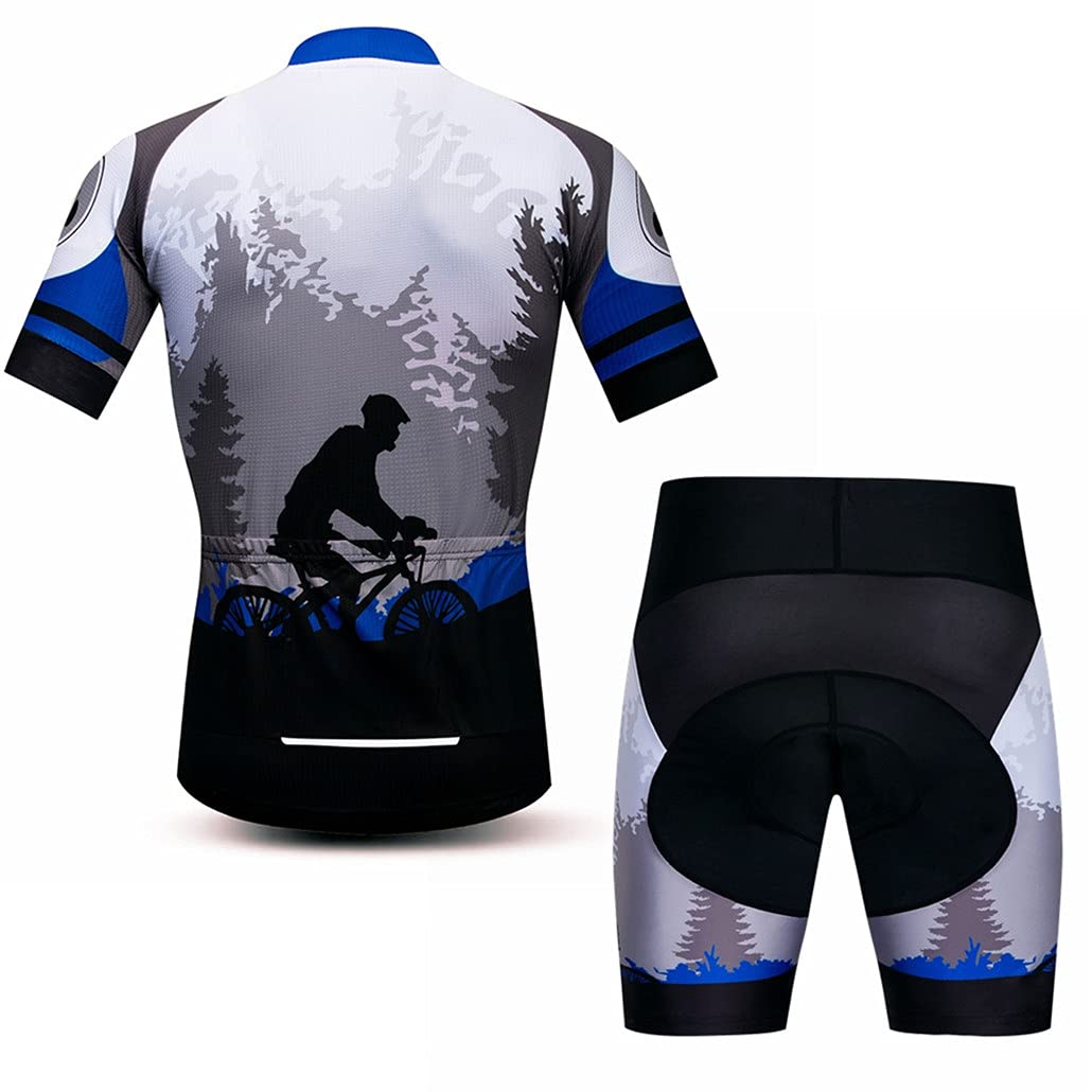 Hotlion Men's Cycling Jersey Set with Gel Pad - Breathable Summer Bike Clothing Suit with 3 Rear Pockets - Perfect for Road Biking, Mountain Cycling & Outdoor Sports