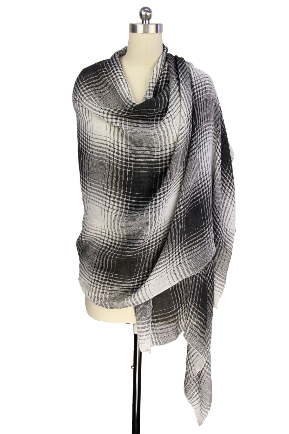 Faded Two-Toned Plaid Scarf for Women - Soft Winter Fashion Accessory - Perfect for Cold Weather, Outdoor Activities and Stylish Layering