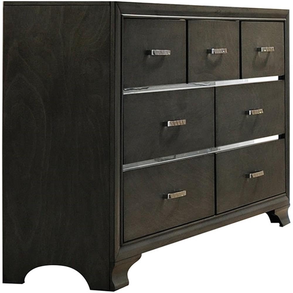 Acme Carine 7-Drawer Wooden Dresser in Gray - Solid Wood Bedroom Storage Furniture for Clothes & Accessories | Perfect for Master Bedroom, Guest Room & Dorm Organization