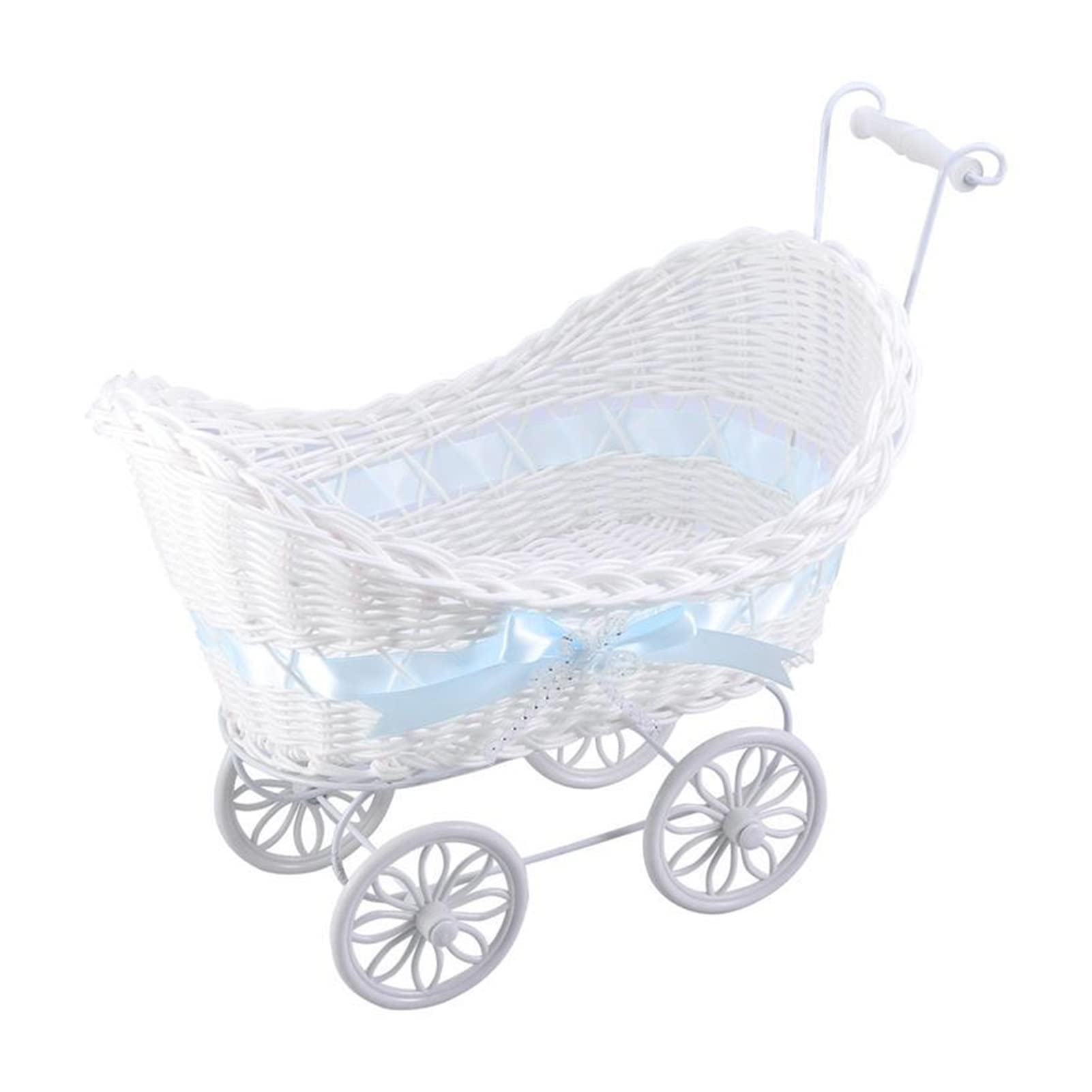 XPANG Decorative Mini Cart Statue with Flower Basket - Blue Handcrafted Sculpture for Wedding, Baby Shower, Birthday Party Decor | Vintage Home & Garden Ornament