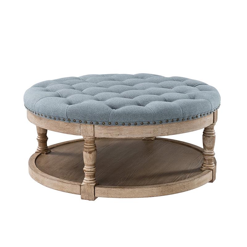 Danilynn Tufted Round Cocktail Ottoman Coffee Table - Stylish Footrest & Side Table for Living Room, Bedroom & Lounge Areas