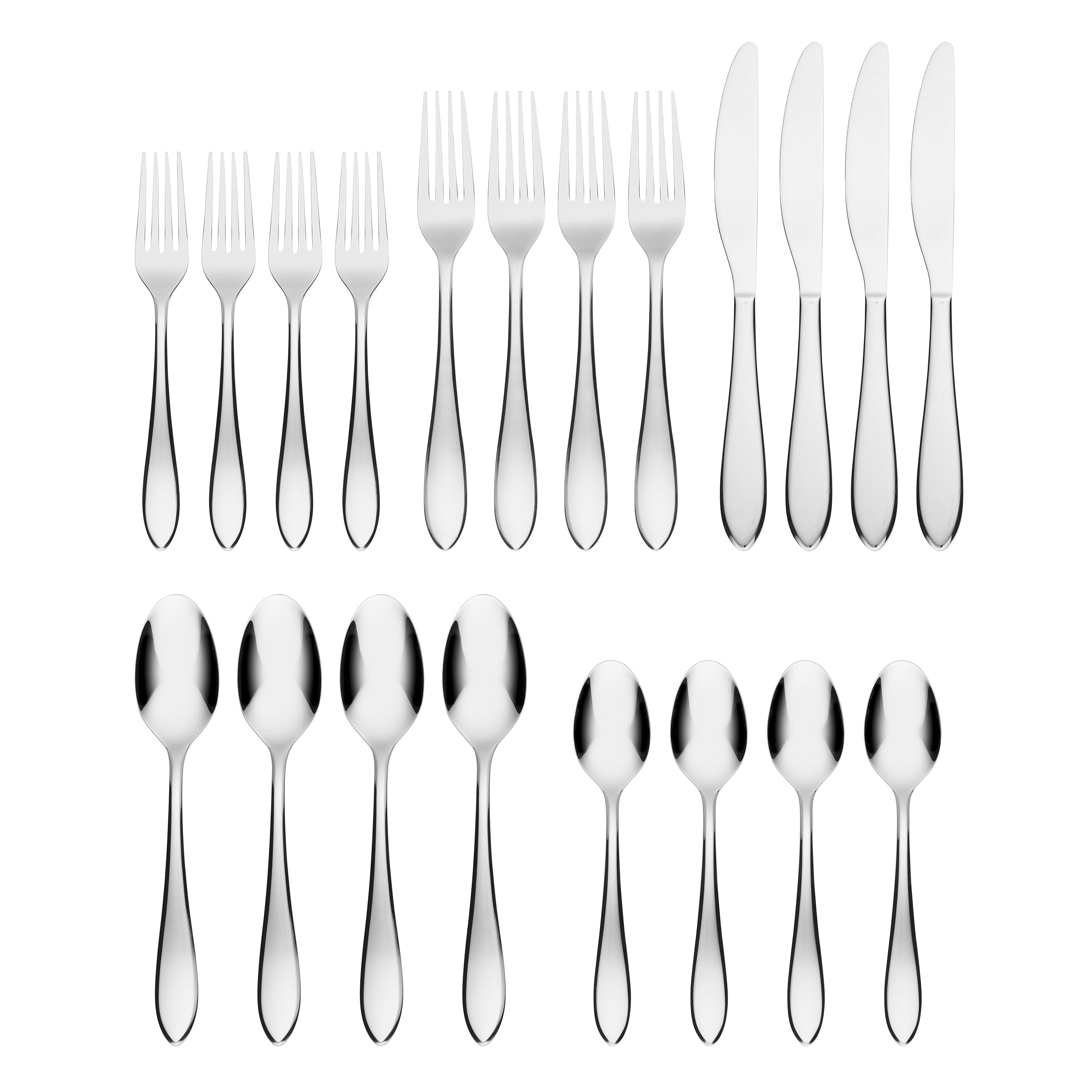 Delia Mirror 20-Piece Stainless Steel Flatware Set - Elegant Silverware for Dinner Parties, Weddings & Everyday Dining