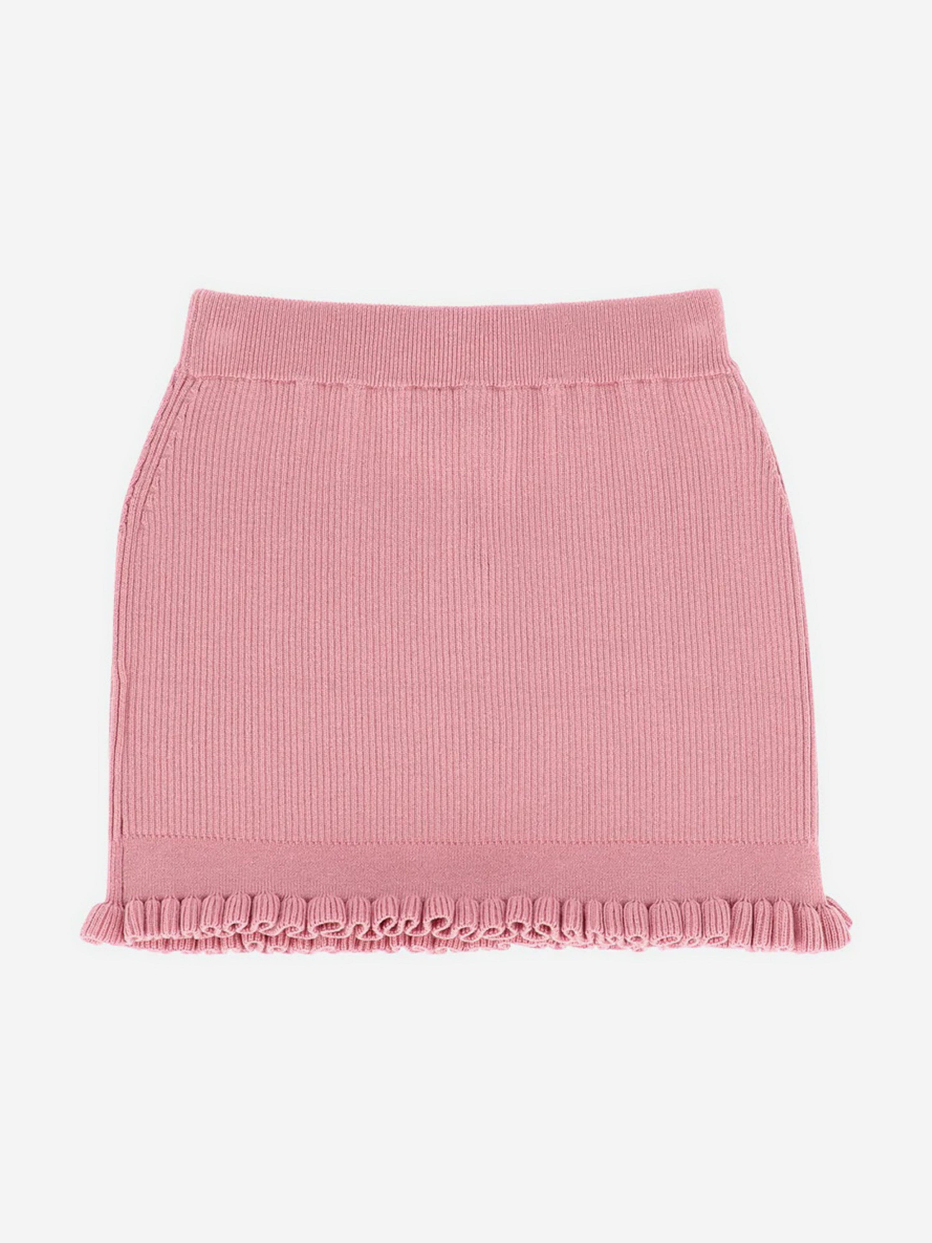 Angels Face Girls Troy Rib Knitted Skirt - Soft Pink Stretchy A-Line Skirt for Toddler & Kids | Perfect for School, Playdates & Special Occasions