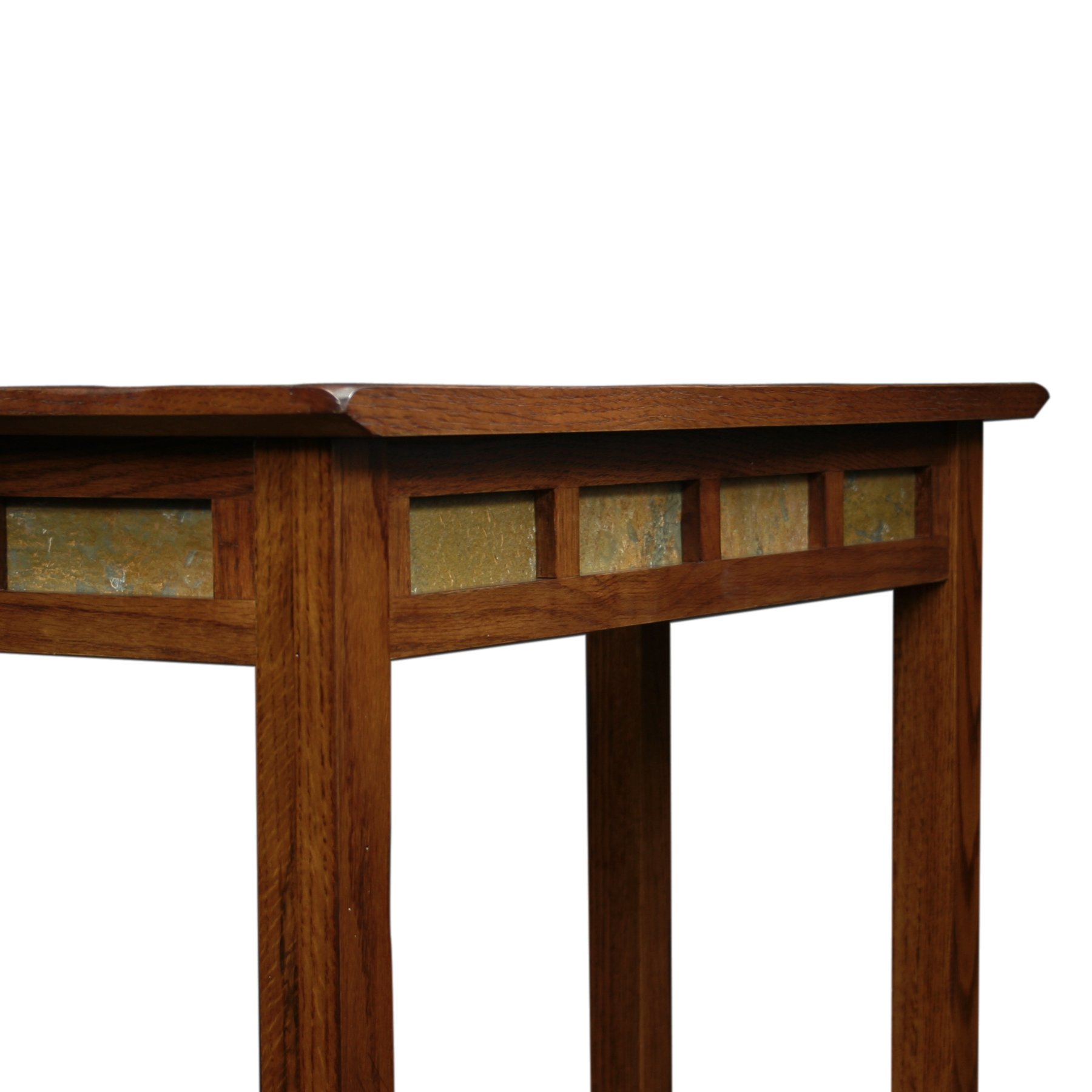 Rustic Slate Tile Hall Console Sofa Table with Shelf - Solid Oak Entryway Table for Living Room, Foyer & Small Spaces - Farmhouse Style Home Decor for Entry Table, Sofa Table & Hallway Storage