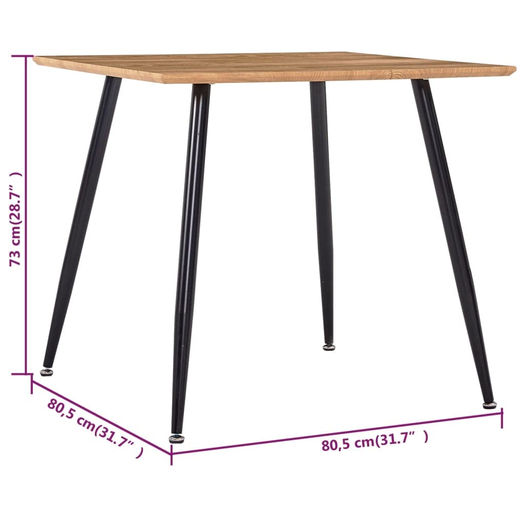vidaXL Modern Square MDF Dining Table with Steel Legs - 31.7
