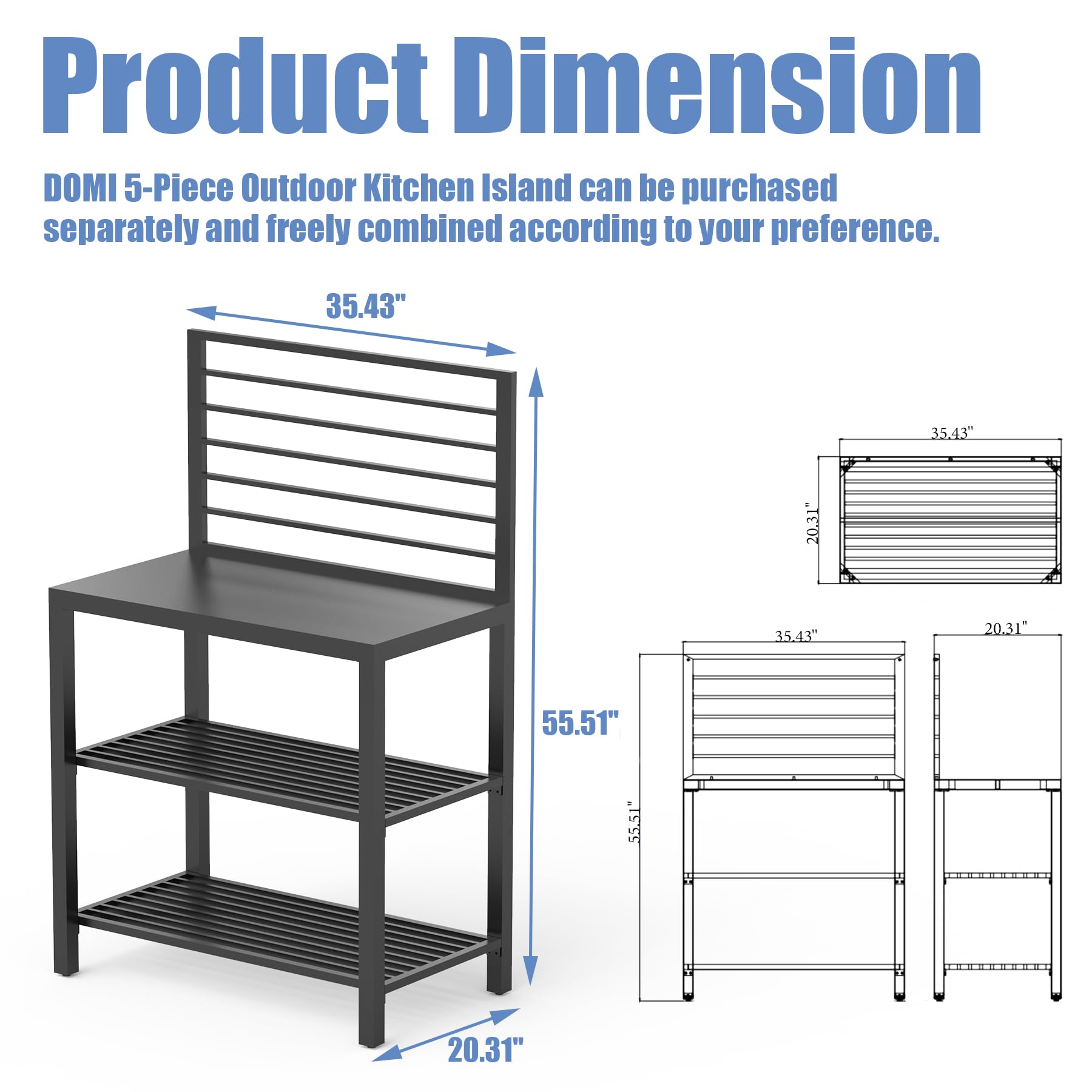 Premium Aluminum Outdoor Kitchen Island with Storage - Freestanding Food Prep Table & Bar Center for Indoor/Outdoor Use - Ideal for BBQ, Entertaining & Patio Dining