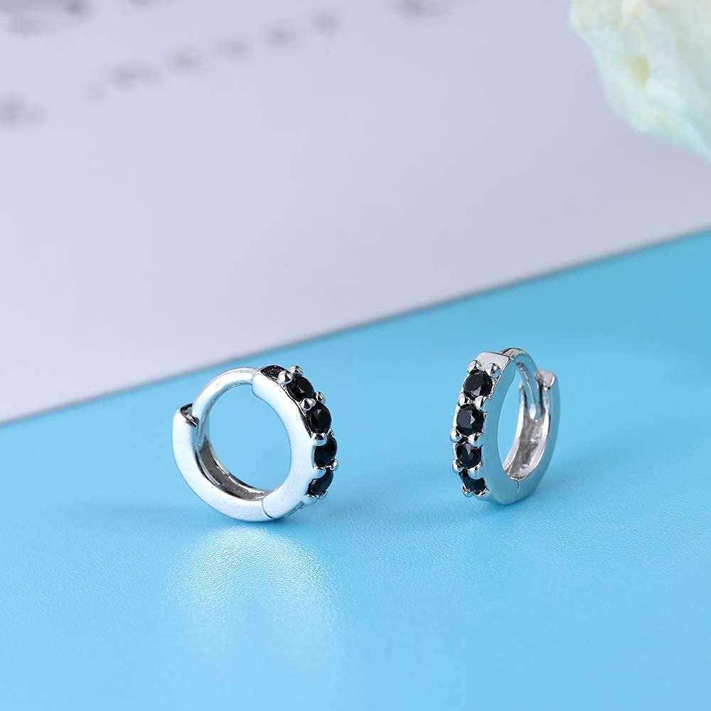 5mm Huggie Hoop Earrings for Women - 925 Sterling Silver Cubic Zirconia Mini Cartilage Earrings | Cute Forward Helix, Tragus & Lobe Piercing Jewelry | Perfect for Everyday Wear, Date Night & Gifts