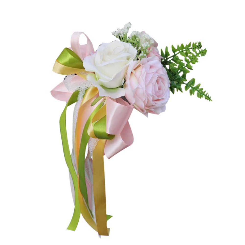 Zcargel Wedding Car Flower Decorations - Realistic Artificial Floral Arrangement for Car Mirror & Door Handle - Perfect for Bridal Cars, Anniversary Celebrations & Romantic Getaways