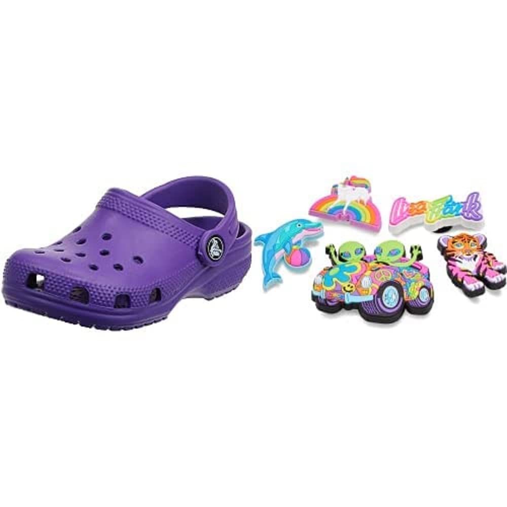 Crocs Kids' Classic Lisa Frank Clogs - Lightweight & Comfortable Water Shoes for Girls, Unisex Slip-On Clogs with Fun Prints - Perfect for Beach, Pool, School & Playtime