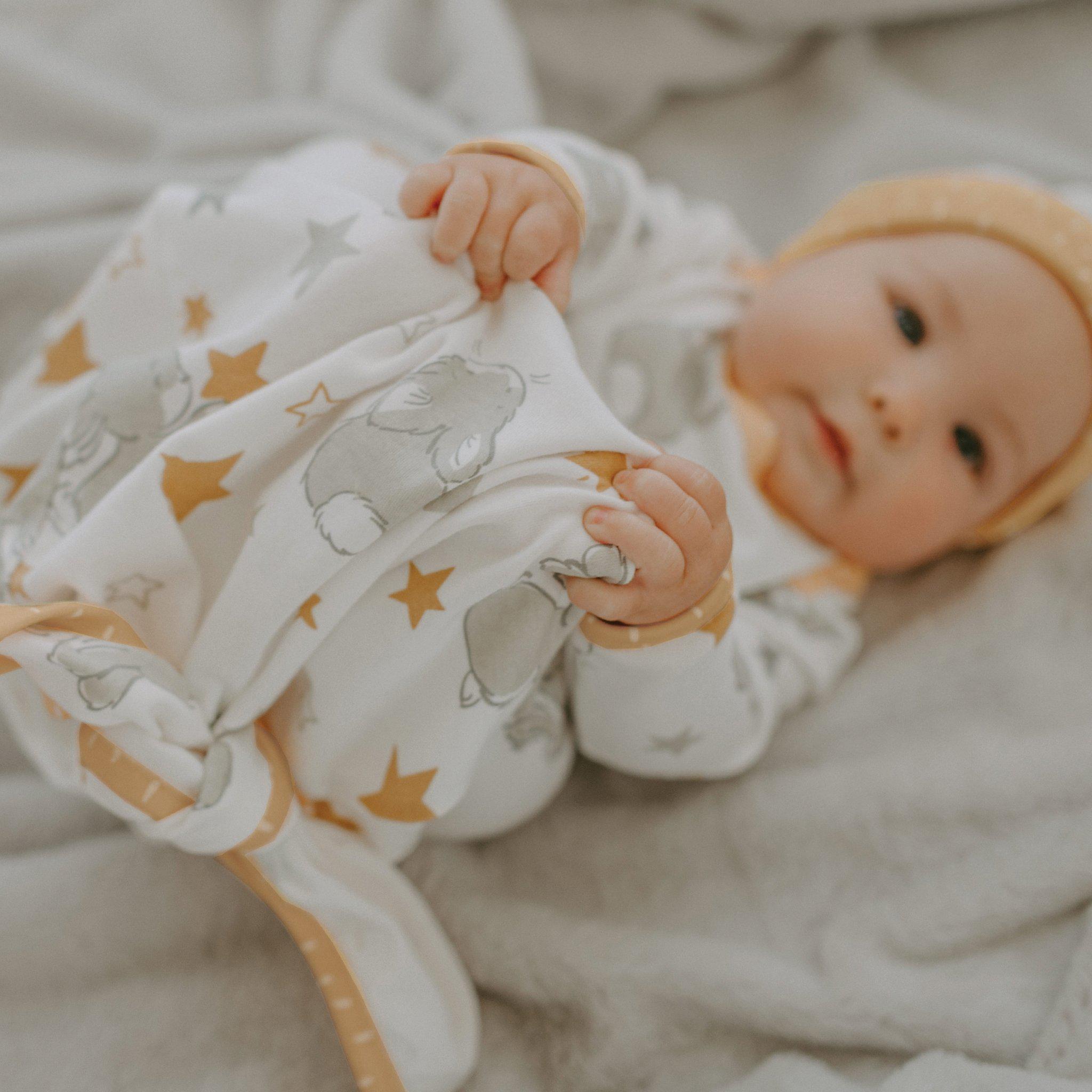 Newborn Baby Star Knotty Gown and Hat Set - Soft Cotton Outfit for Newborn Photography, Christening, and Hospital Going Home