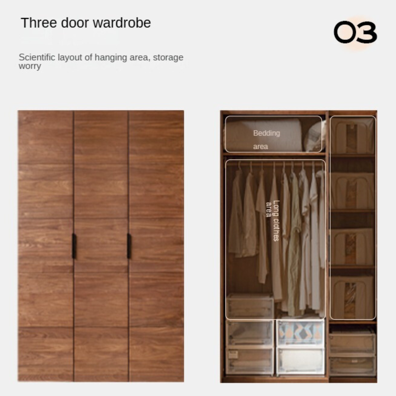 Premium Black Walnut Solid Wood Wardrobe & Storage Cabinet - Spacious Closet Organizer for Bedroom, Living Room, and Office