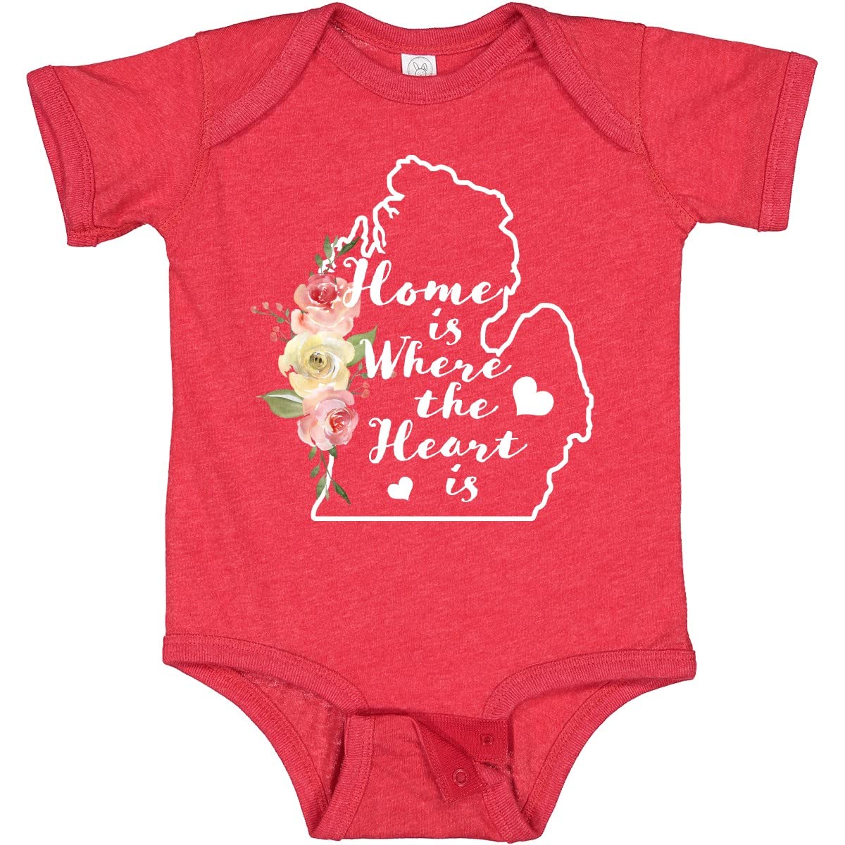 Inktastic Michigan Home is Where The Heart is Watercolor Baby Bodysuit - Soft Cotton Infant Onesie for Newborns, Perfect for Family Photos, Holidays & Everyday Wear