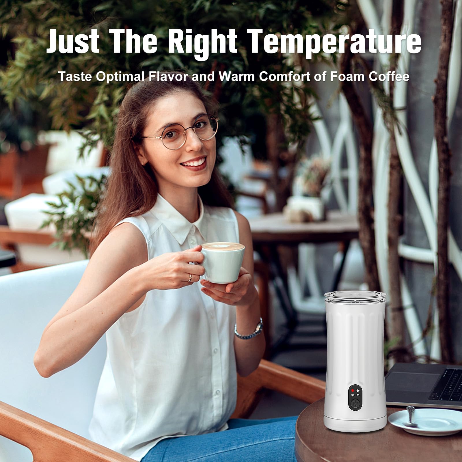 Electric Milk Frother & Steamer - 4-in-1 Automatic Warm & Cold Foam Maker (8.1oz/240ml) for Latte, Cappuccino, Macchiato - Perfect for Home Coffee Bars, Office Use & Gift Giving (White, Model SS-001)