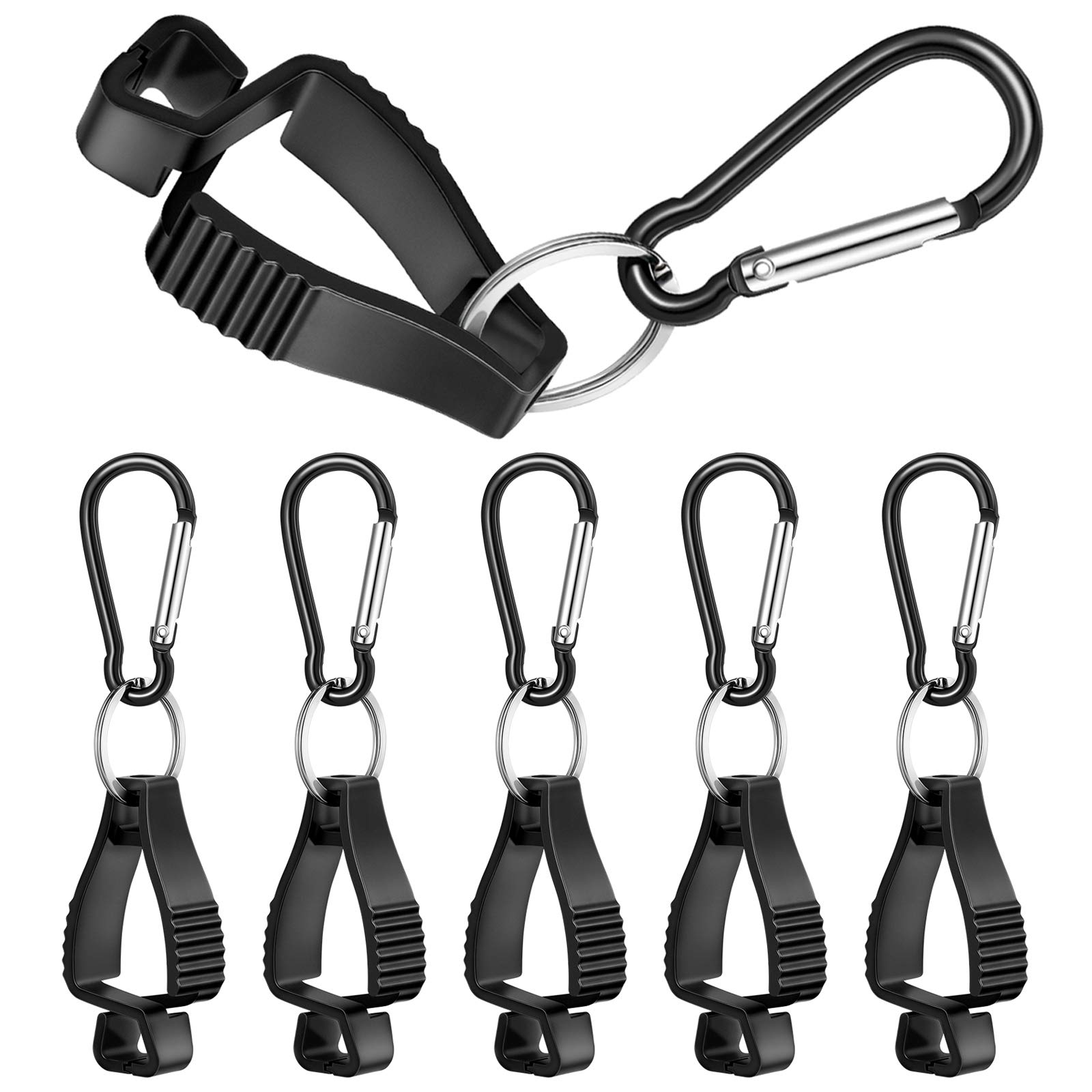 Jetec 6-Pack Black Glove Clips - Heavy Duty Work Glove Holder & Safety Clamp for Construction, Helmets, and Tool Belts - Secure Glove Storage for Job Sites, Workshops, and Outdoor Activities