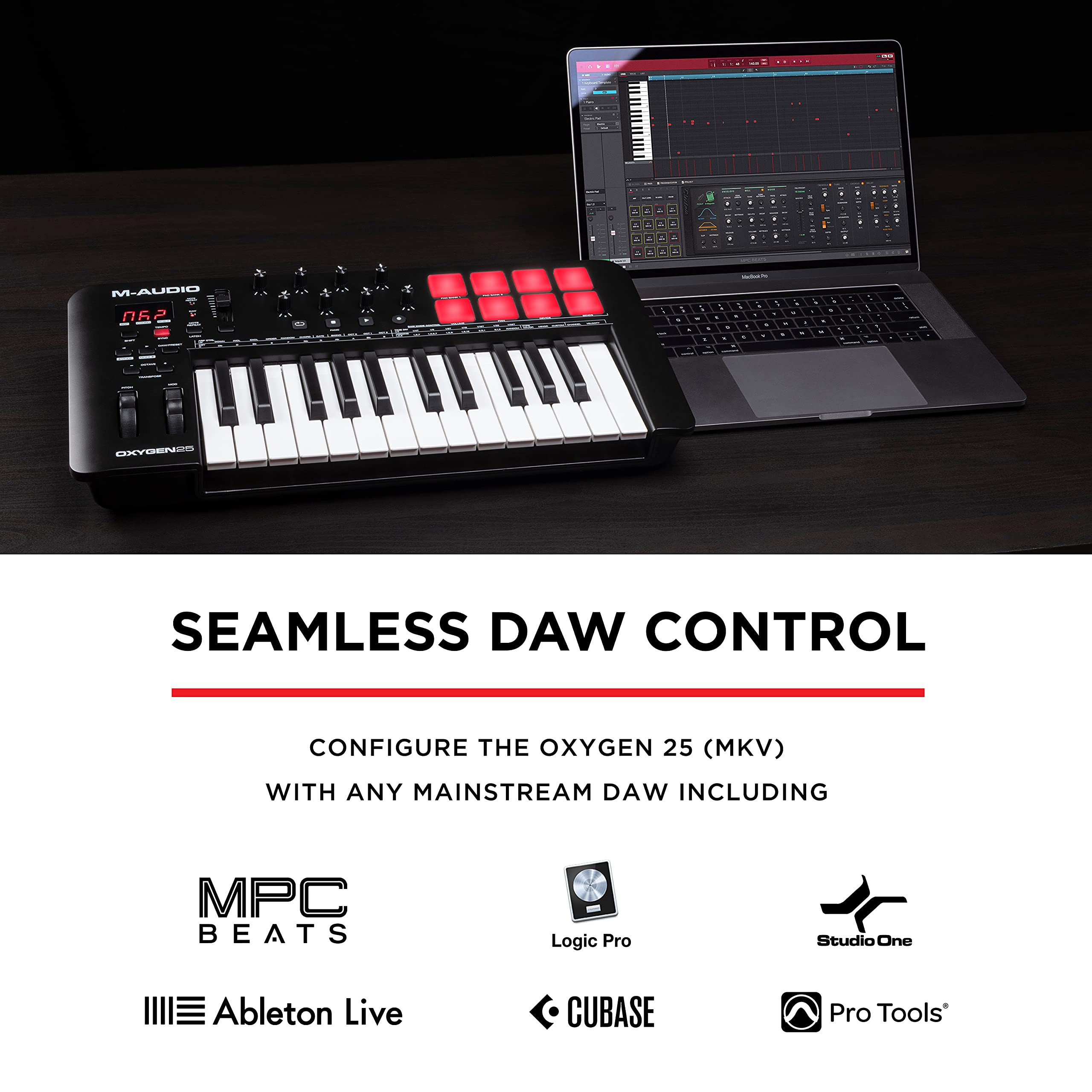 M-Audio Oxygen 25 MKV 25-Key USB MIDI Keyboard Controller with Beat Pads, Smart Chord & Scale Modes, Arpeggiator - Perfect for Music Production, Live Performance & Home Studio Recording