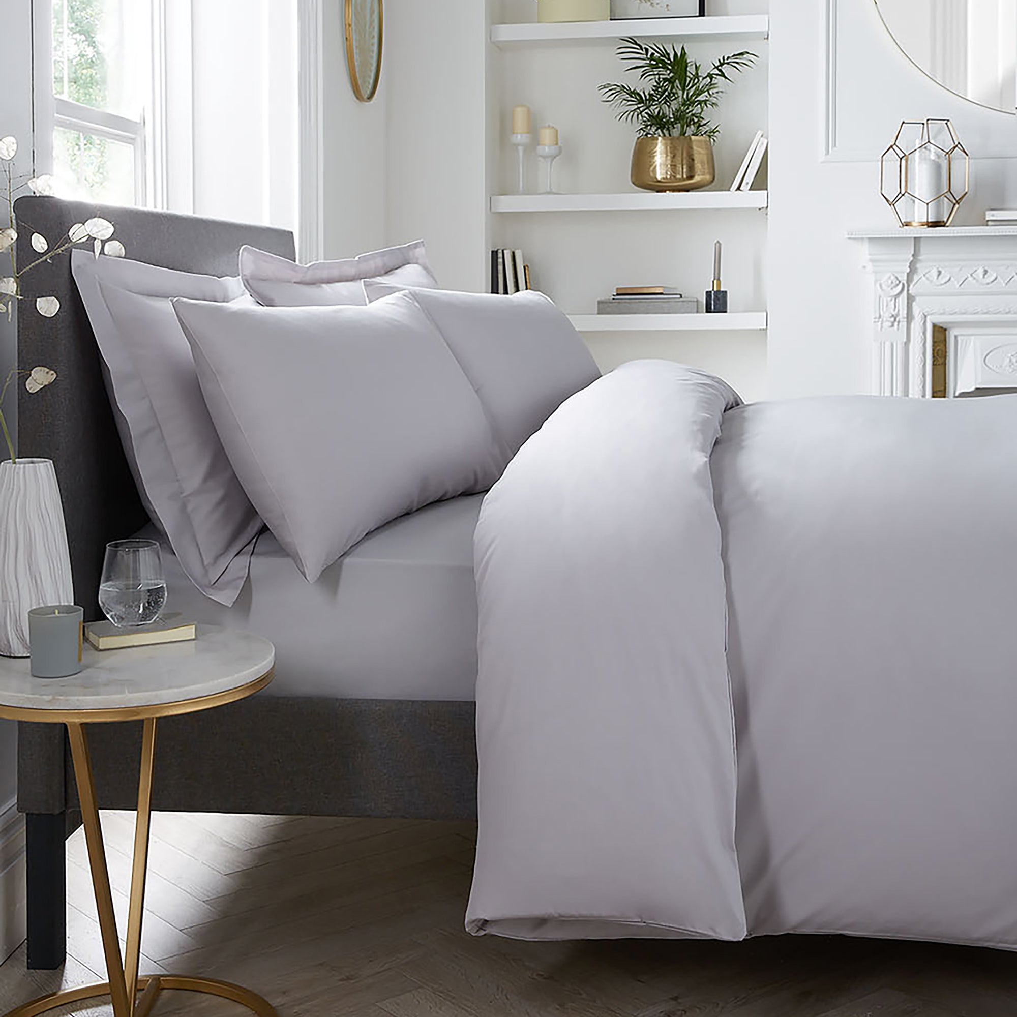 Premium Silver Plain Fitted Bed Sheet (32cm) - Soft & Breathable for Ultimate Comfort - Perfect for Master Bedroom, Guest Room, and Dormitory Use