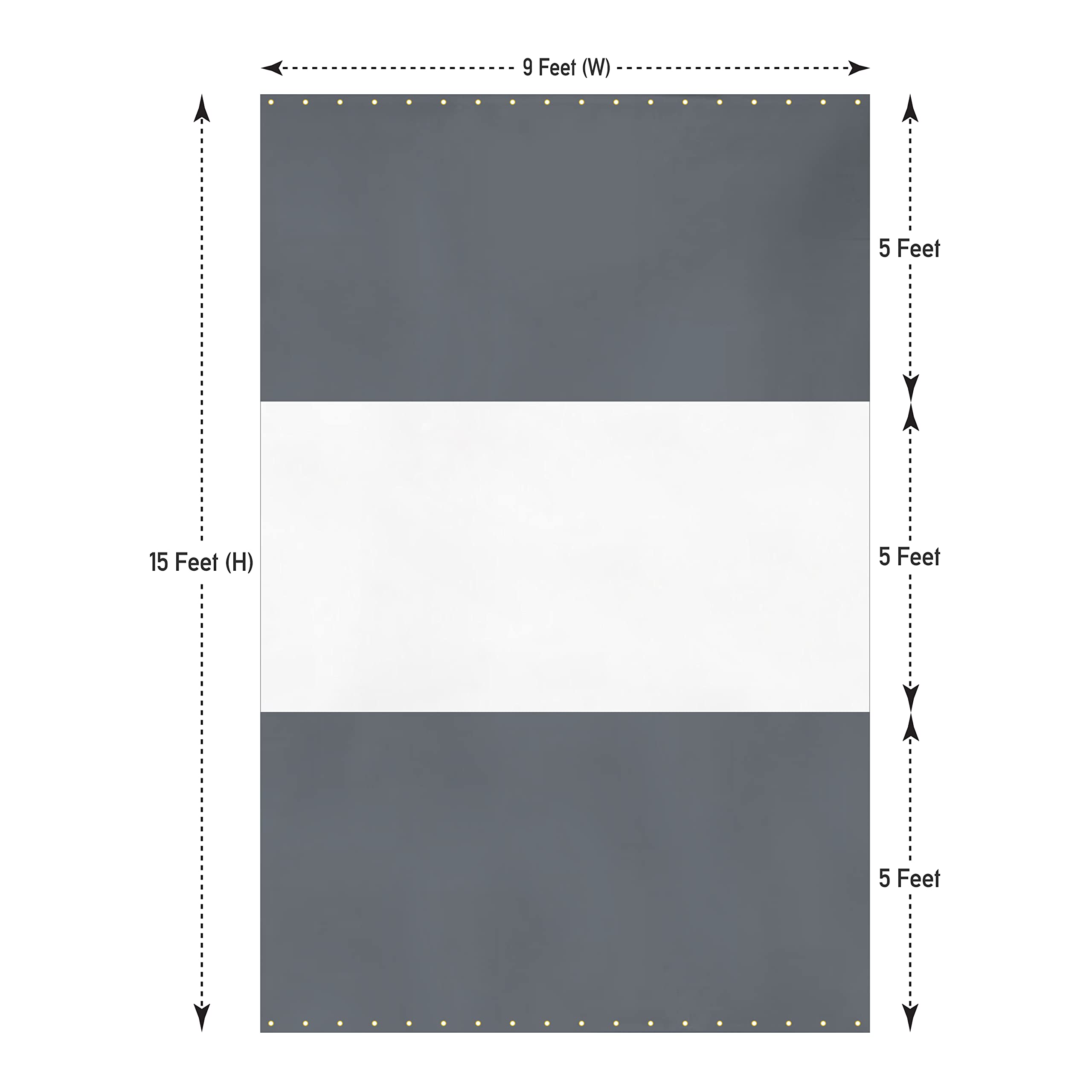 12 oz Vinyl Clear Panel Outdoor Curtains - Waterproof & Weather Resistant Patio Covers with Brass Grommets for Pergola, Porch, Gazebo, Balcony - Perfect for Sun Protection, Privacy & Outdoor Living (15' H x 9' W, Gray)