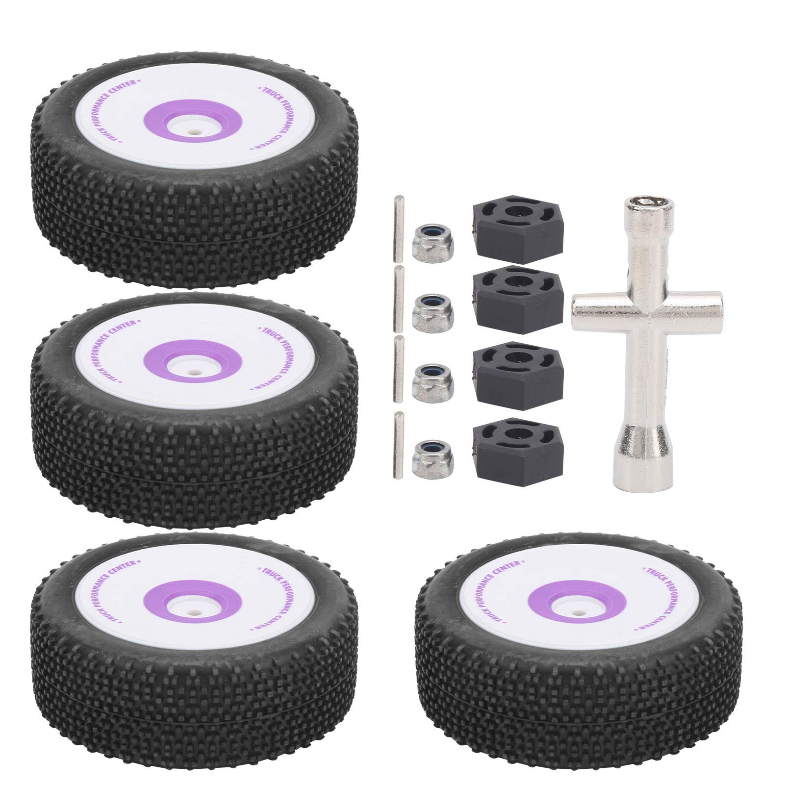 VGEBY 4Pcs Rubber RC Tires - 1/12 Scale Front & Rear Wheels Set for WLtoys 124019 RC Cars | Durable Off-Road Tires for Racing, Crawling & Outdoor Adventures