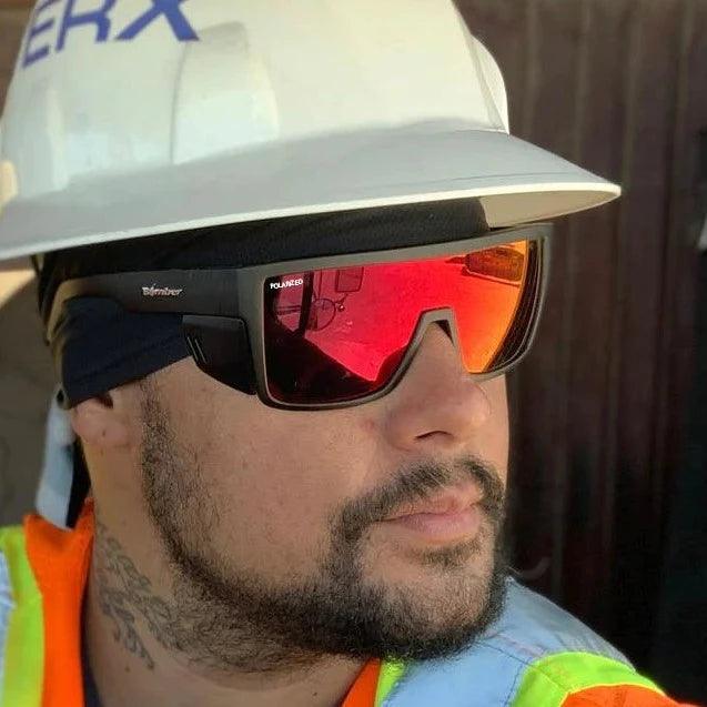 BUZZ Bomb Safety Red Mirror Crystal Z87 ANSI Certified Safety Glasses - Perfect for Construction, Woodworking & DIY Projects
