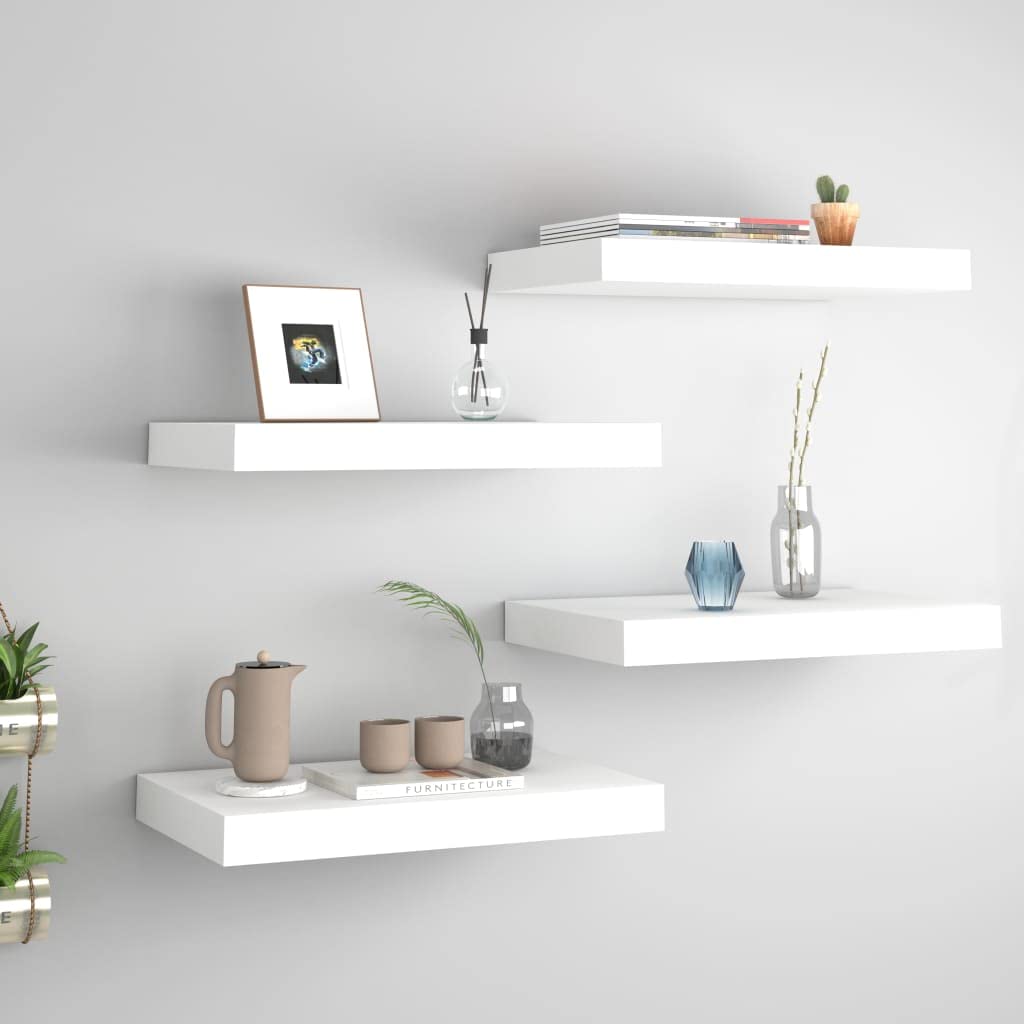 4-Pack White Floating Wall Shelves - 15.7